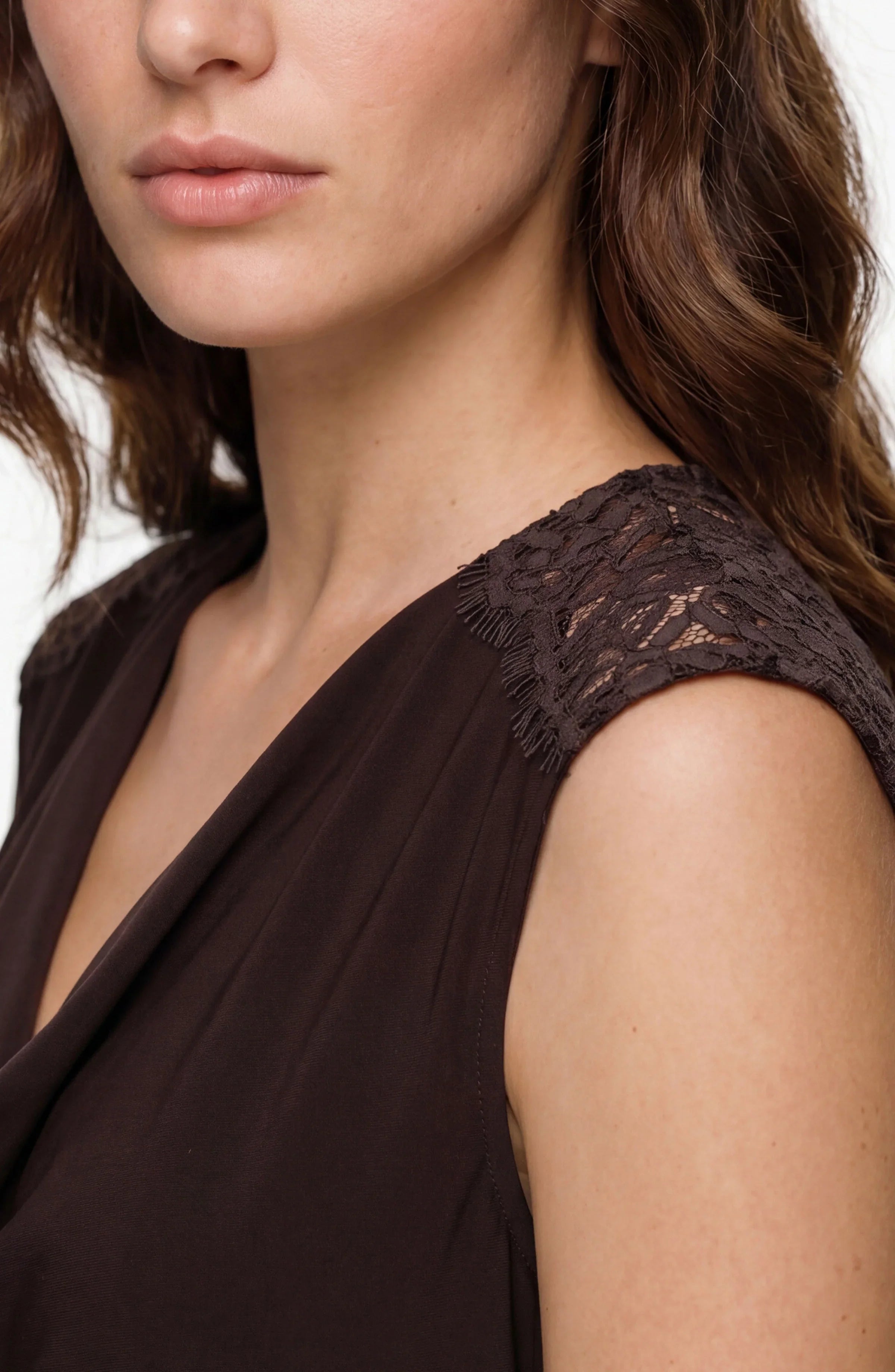 LPLA Draped Java Knit Top with Lace