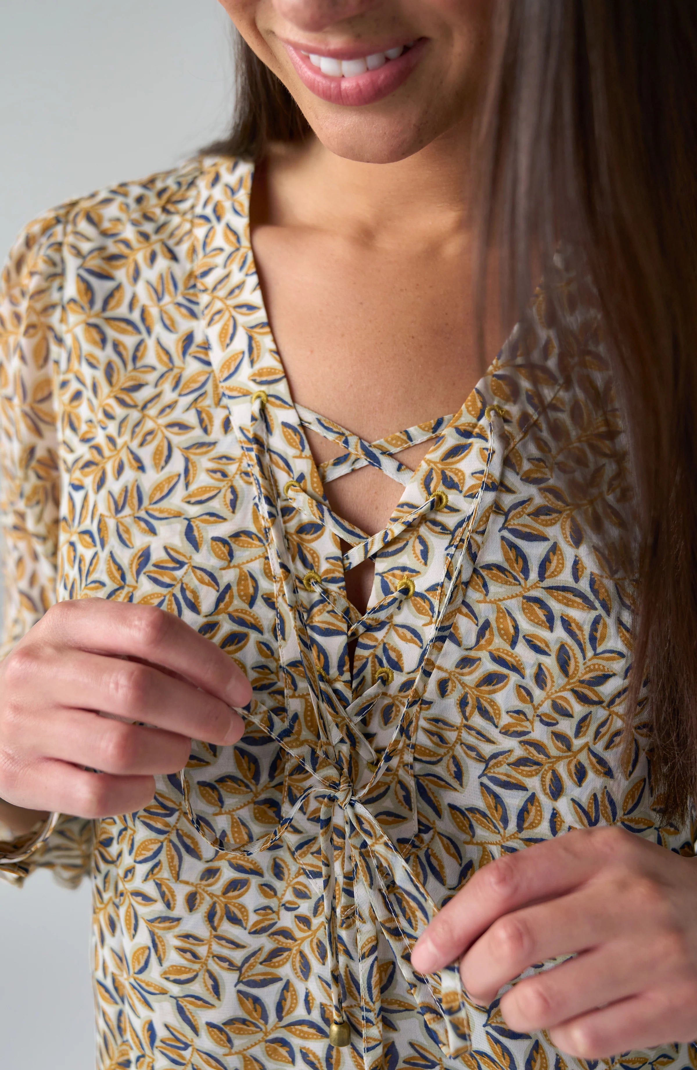 LPLA Lace Up Front Blouse