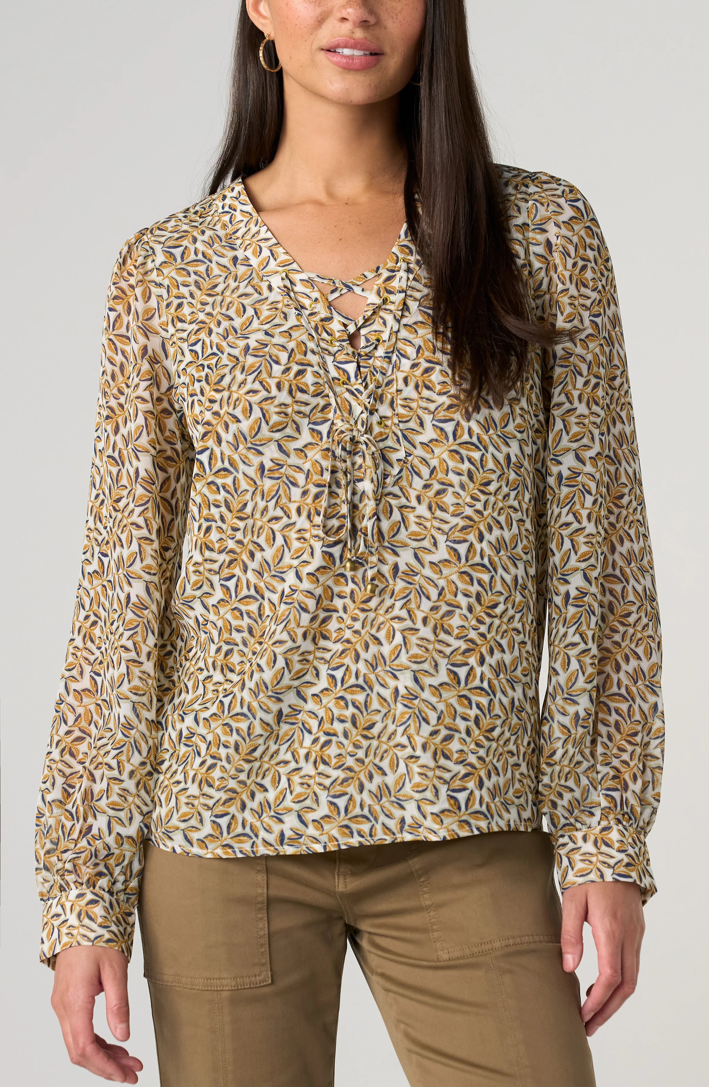 LPLA Lace Up Front Blouse