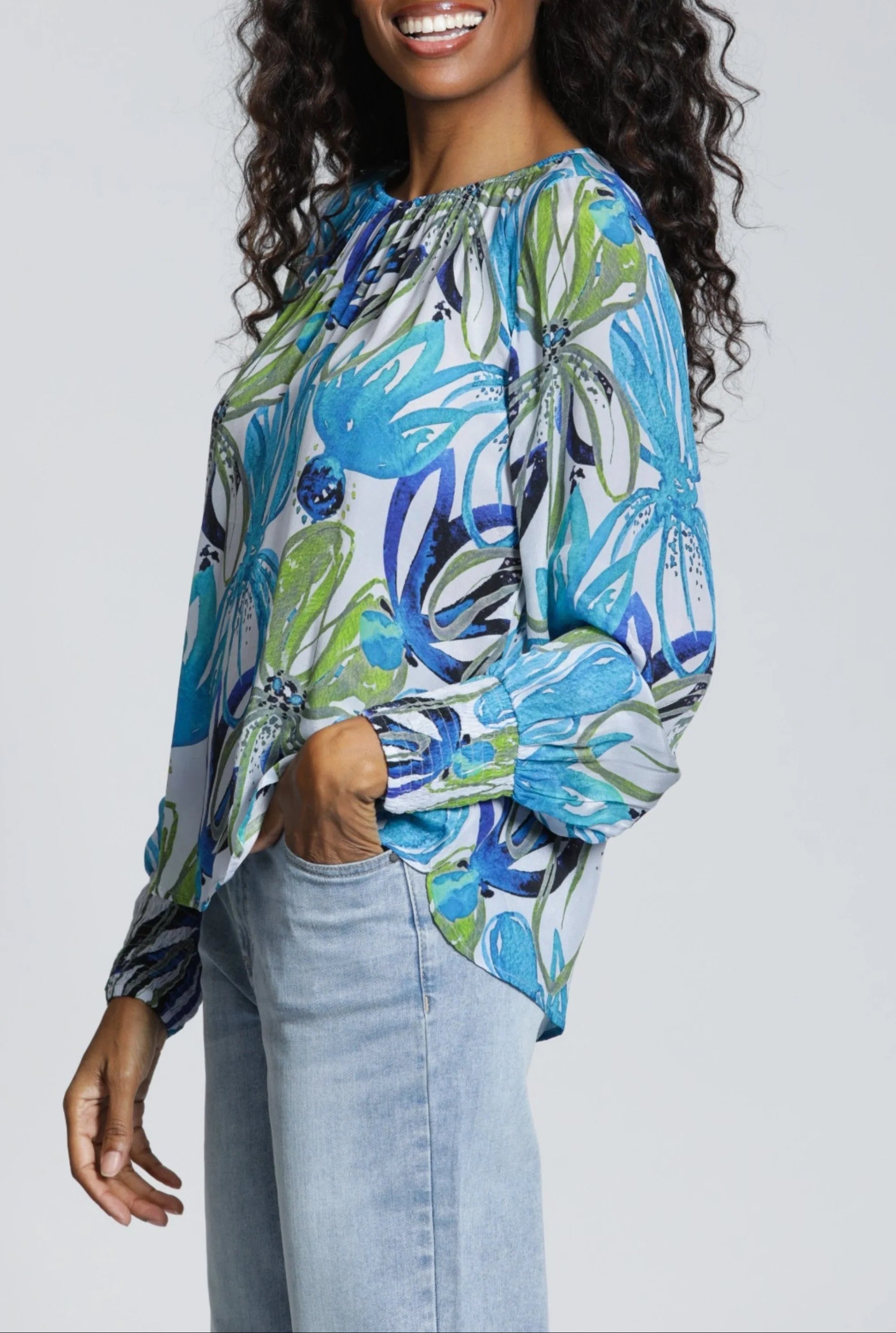 APNY Lagoon Leaf Blouse