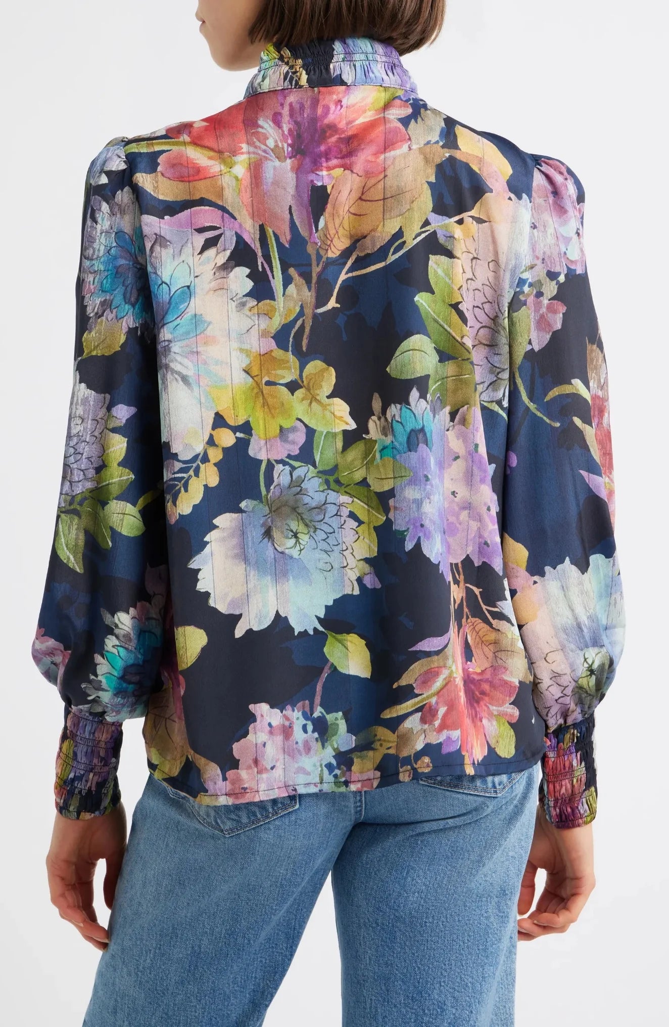APNY Painted Bloom Puff Sleeve Blouse