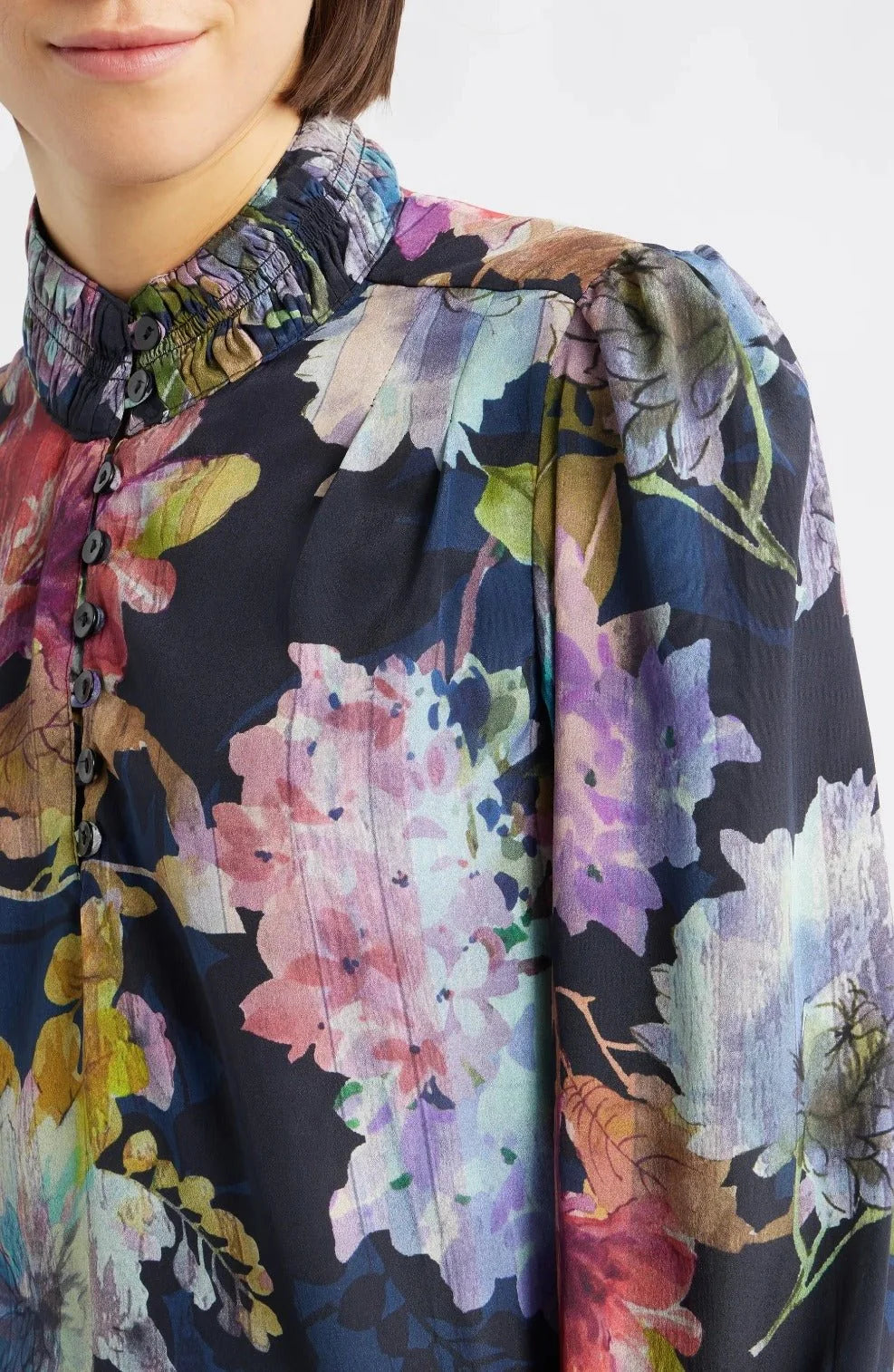 APNY Painted Bloom Puff Sleeve Blouse