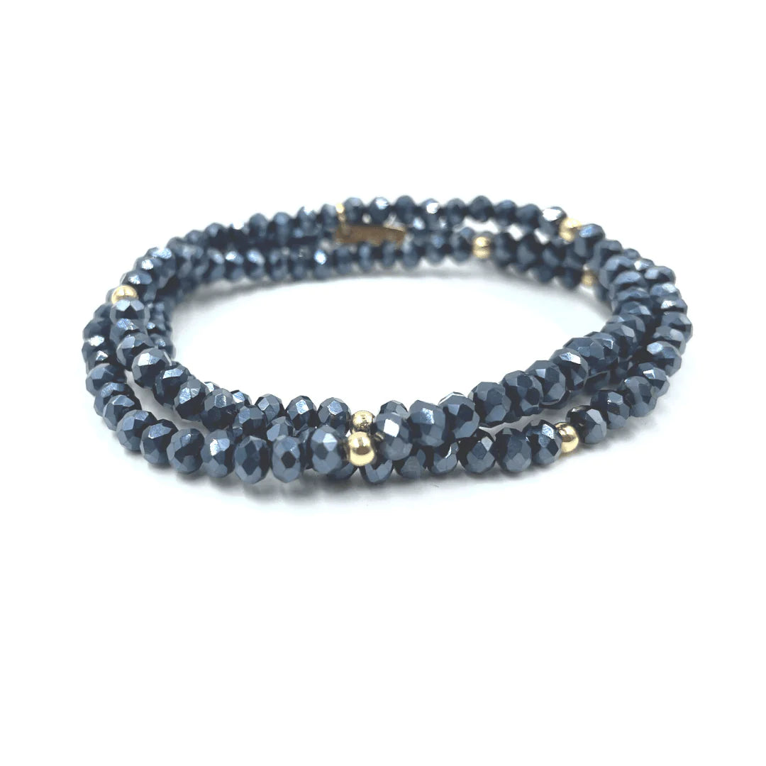 Erin Navy Shimmer Stack Bracelets