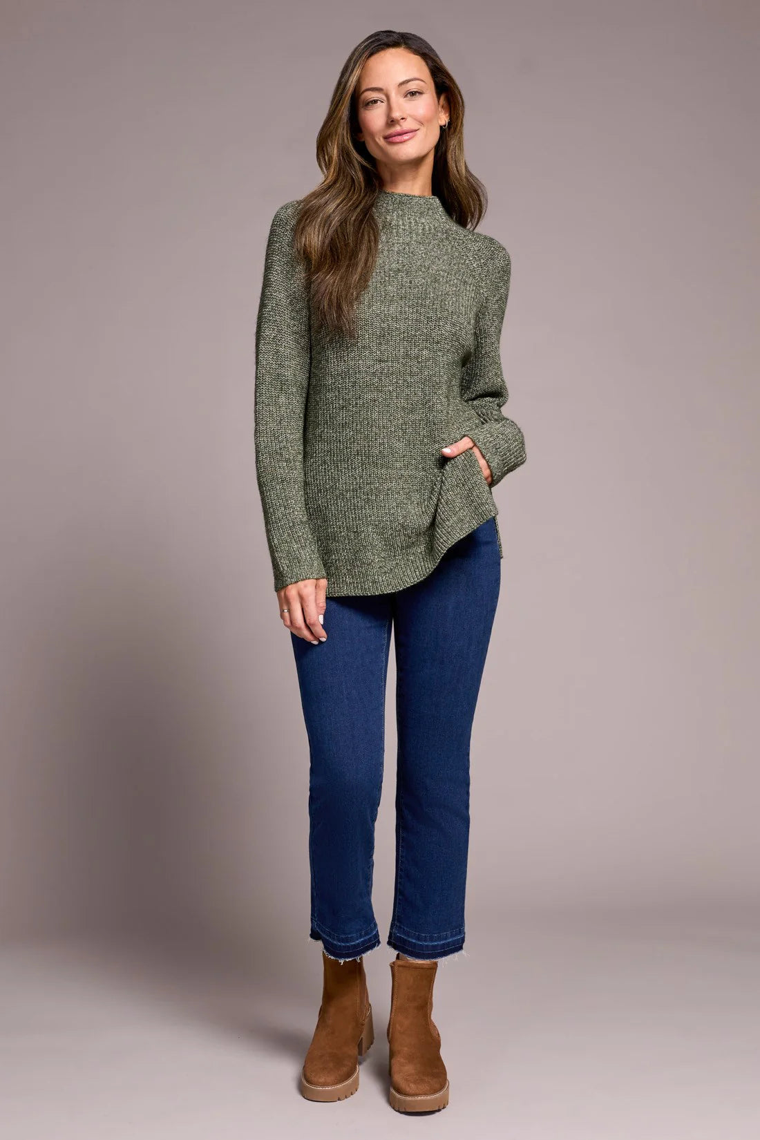TRBL Heathered Sweater with side slits