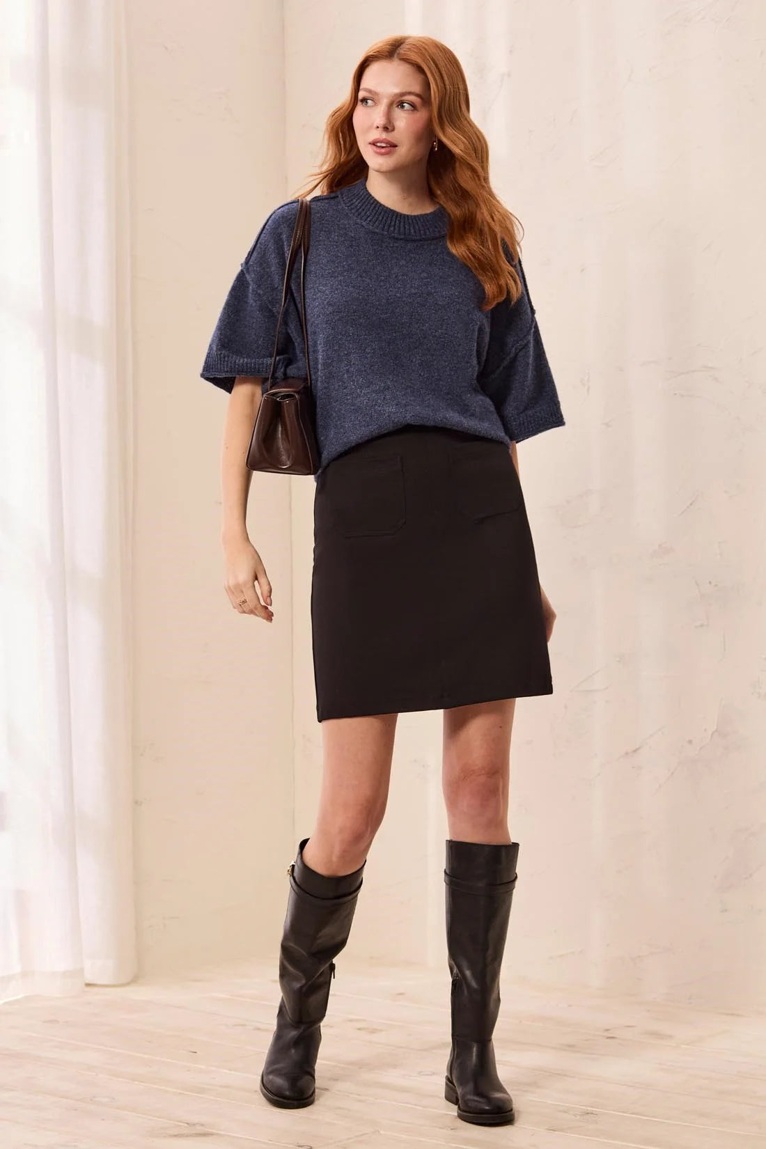 TRBL Pull on black skirt