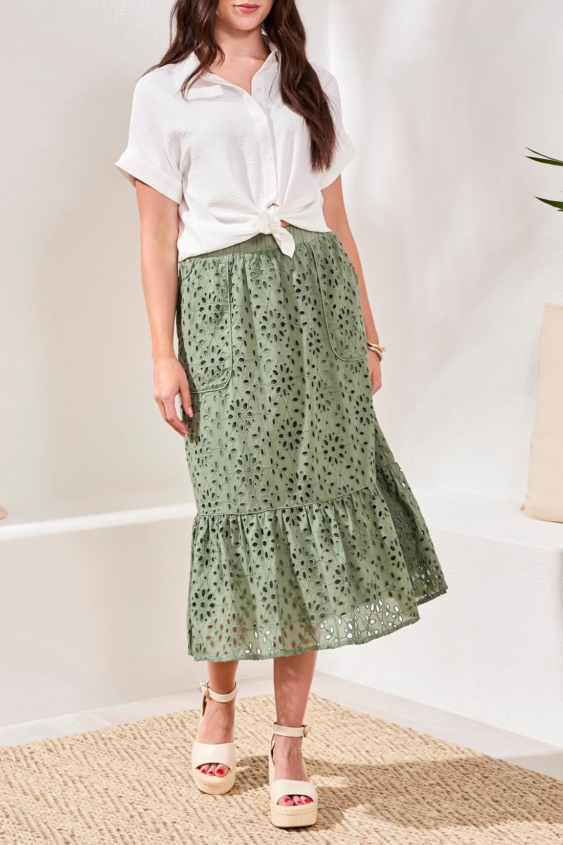 TRBL Floral Embroidered Boho Maxi Skirt