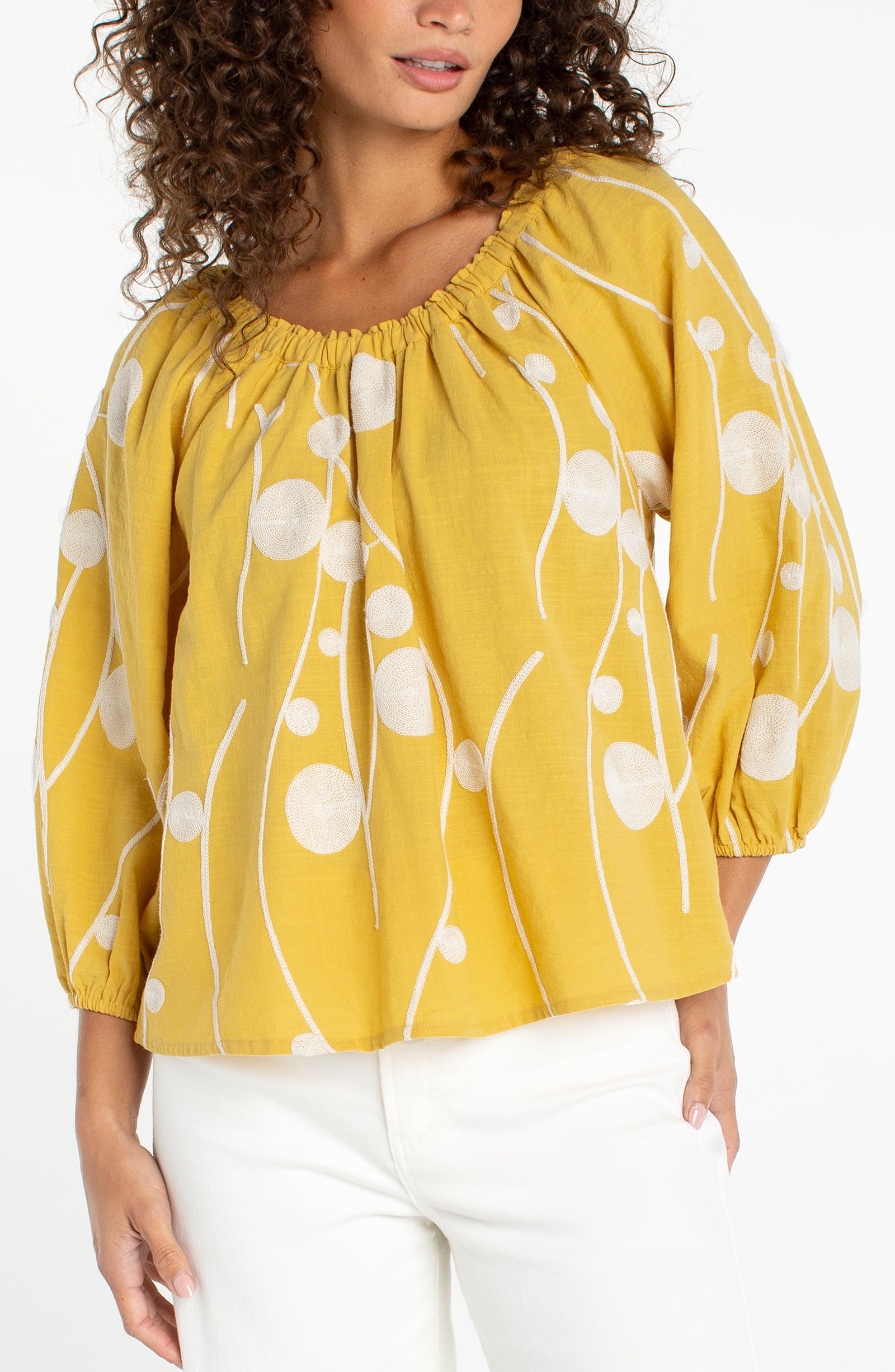 LPLA Yellow Embroidered Top. LARGE