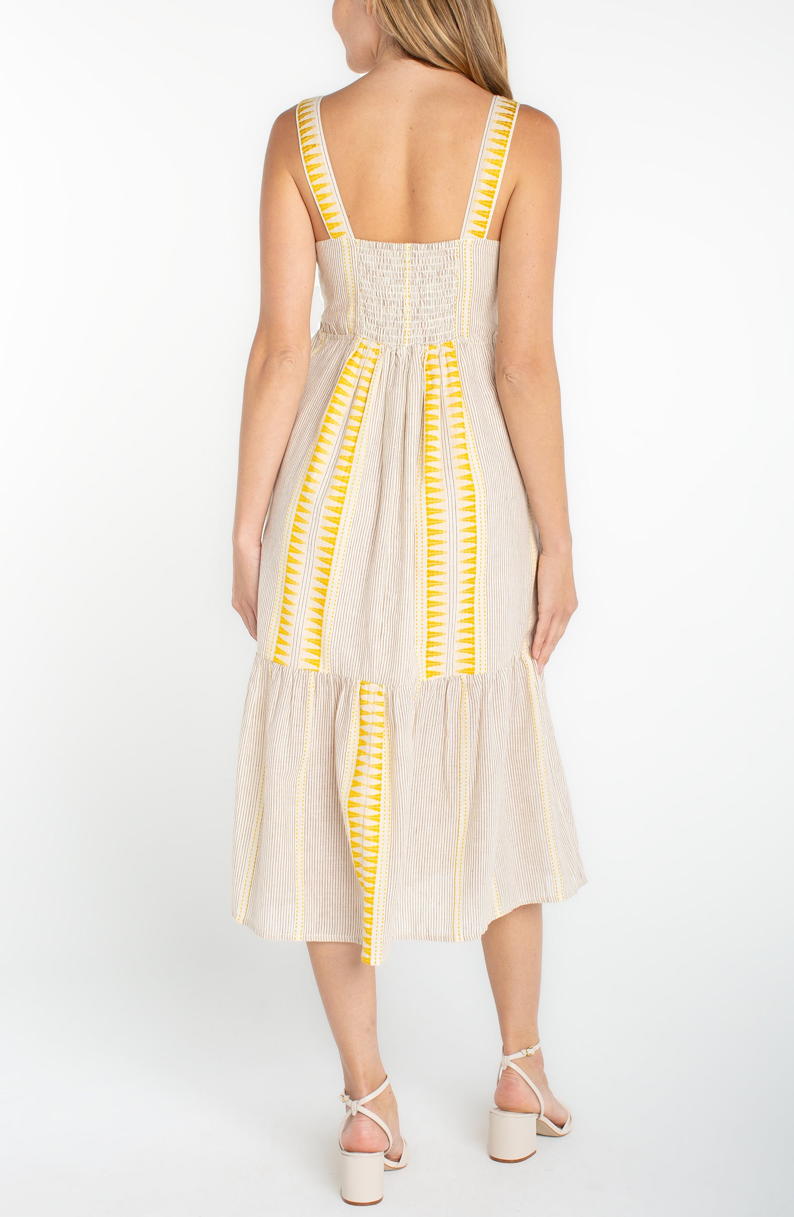 LPLA Cream & Brown Stripe Midi Dress
