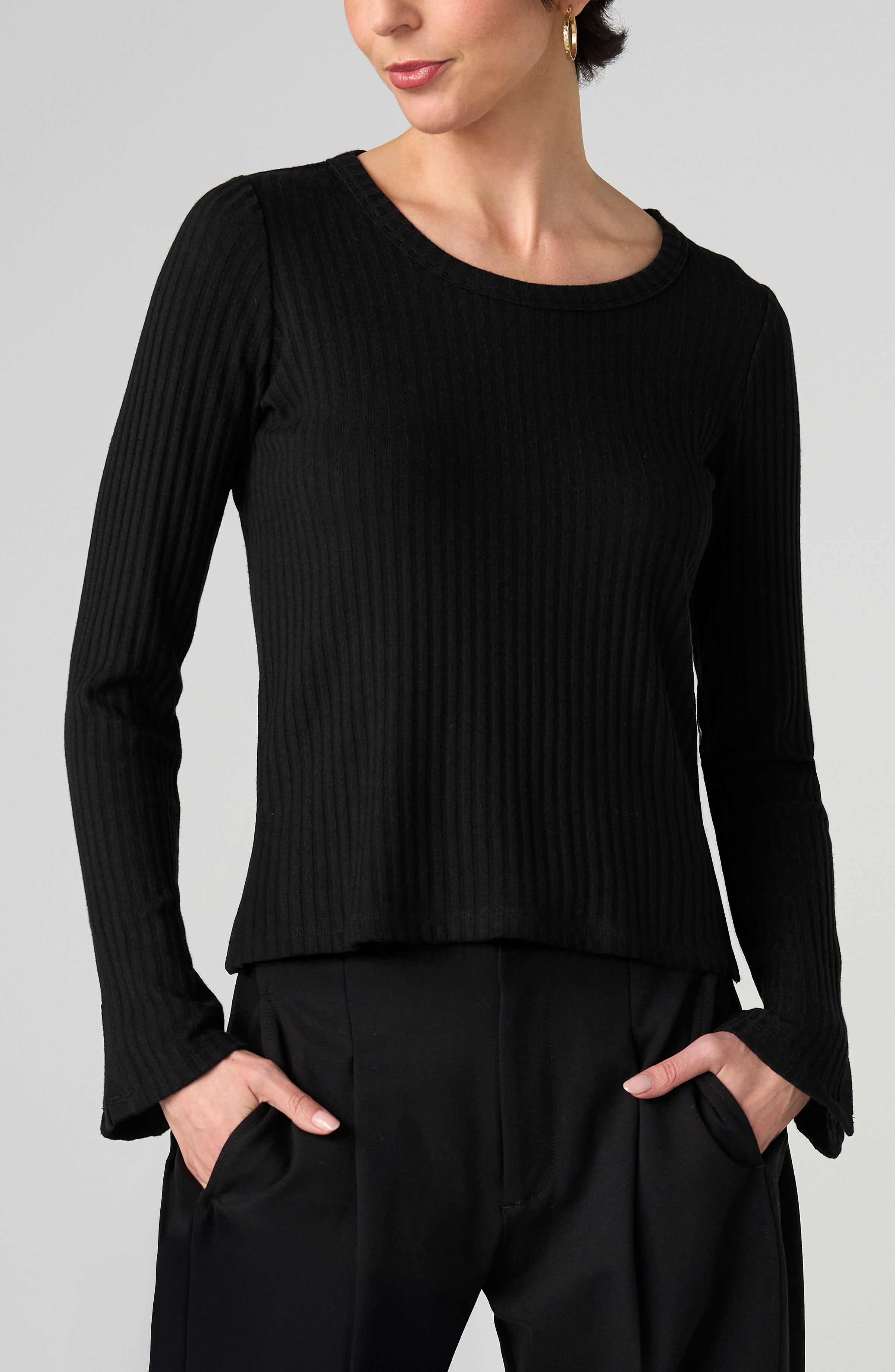 LPLA Scoop Neck with Button Detail Sleeve