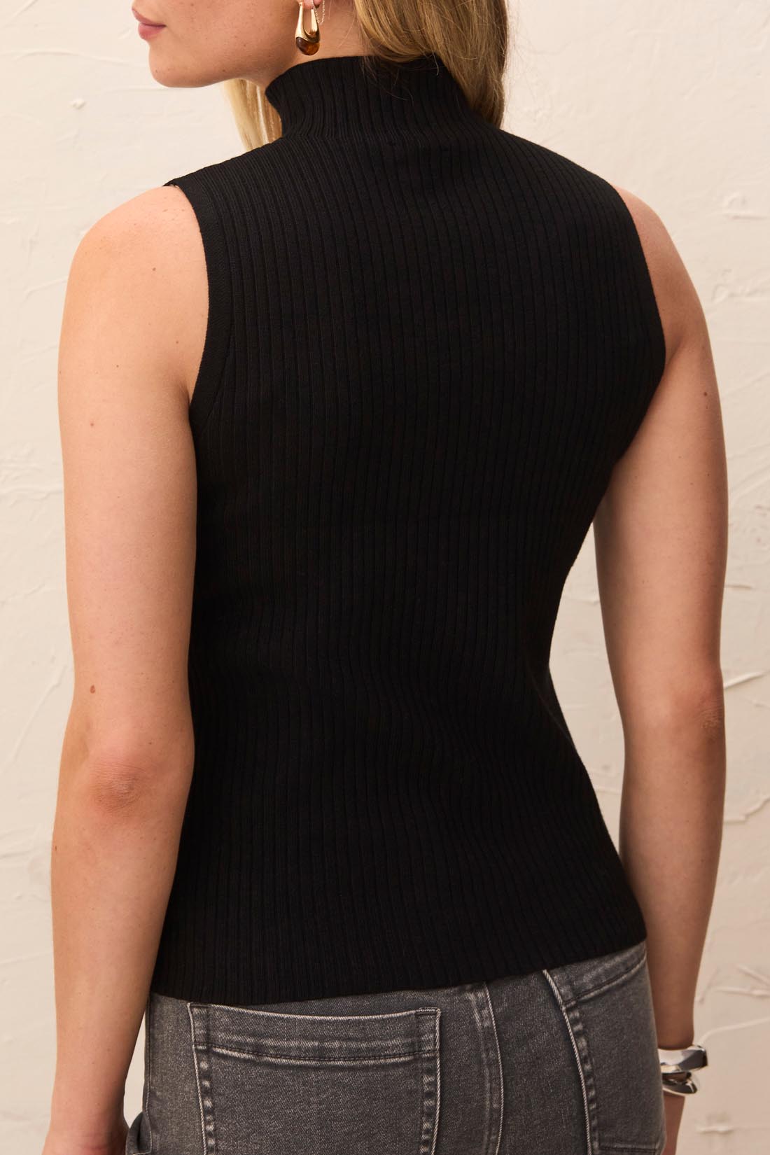 TRBL Sleeveless Funnel Neck Sweater