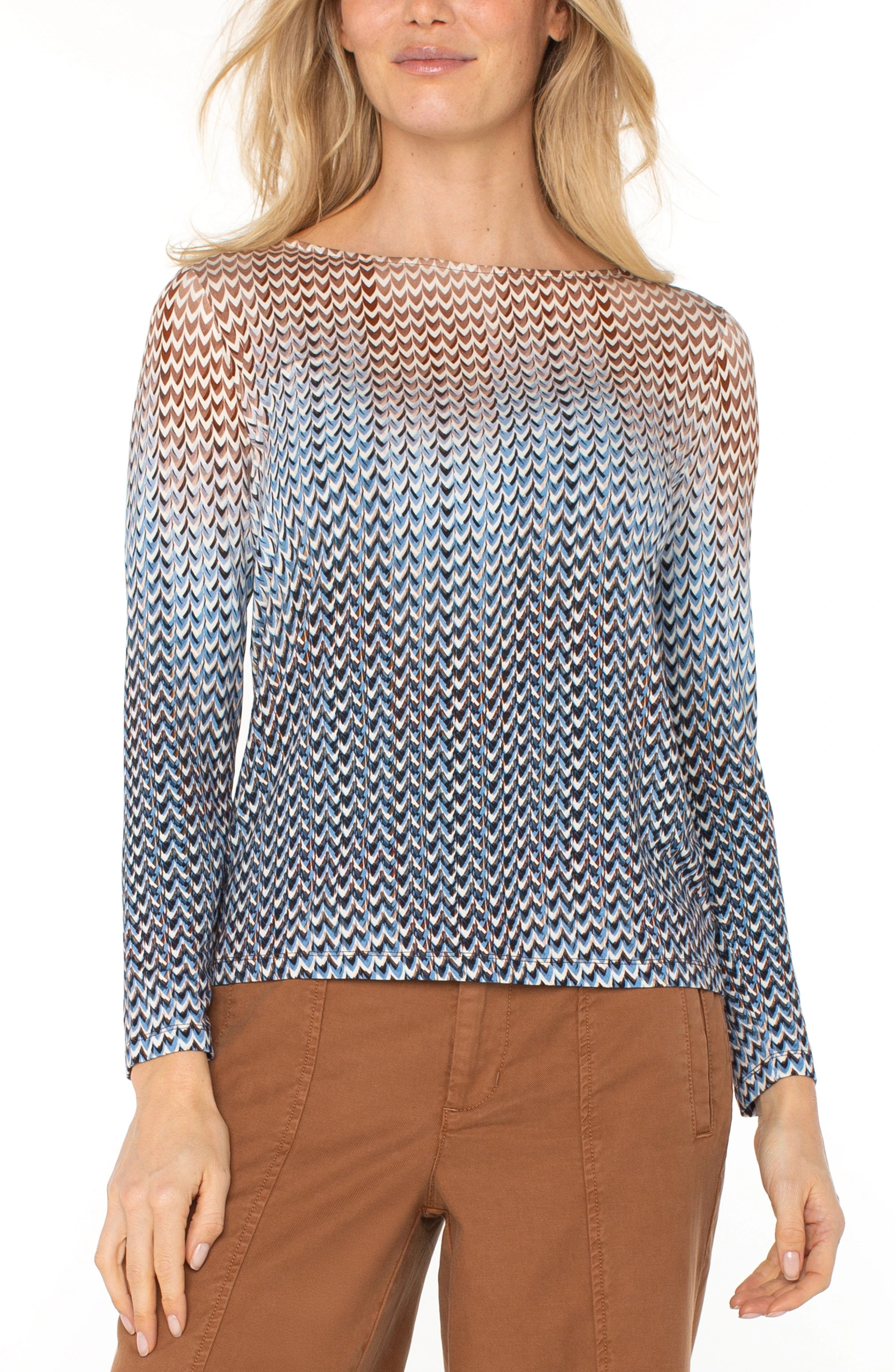 LPLA Blue/Tan Multi Knit Top