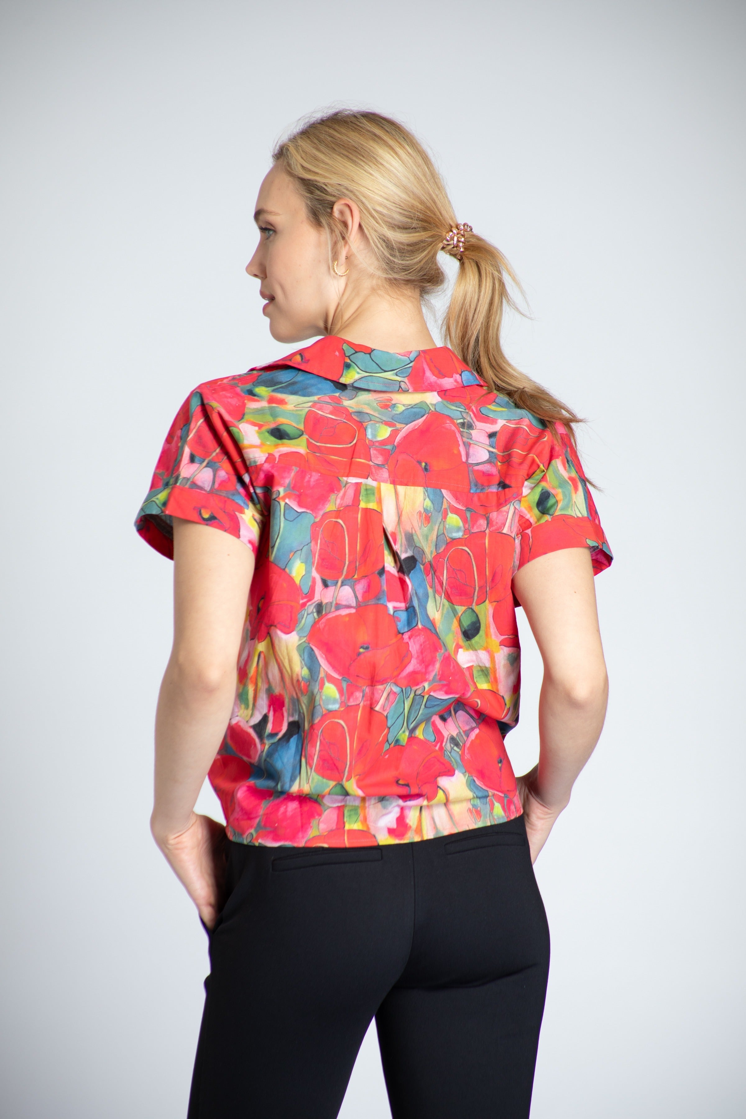 APNY Blooms Tie Front Blouse