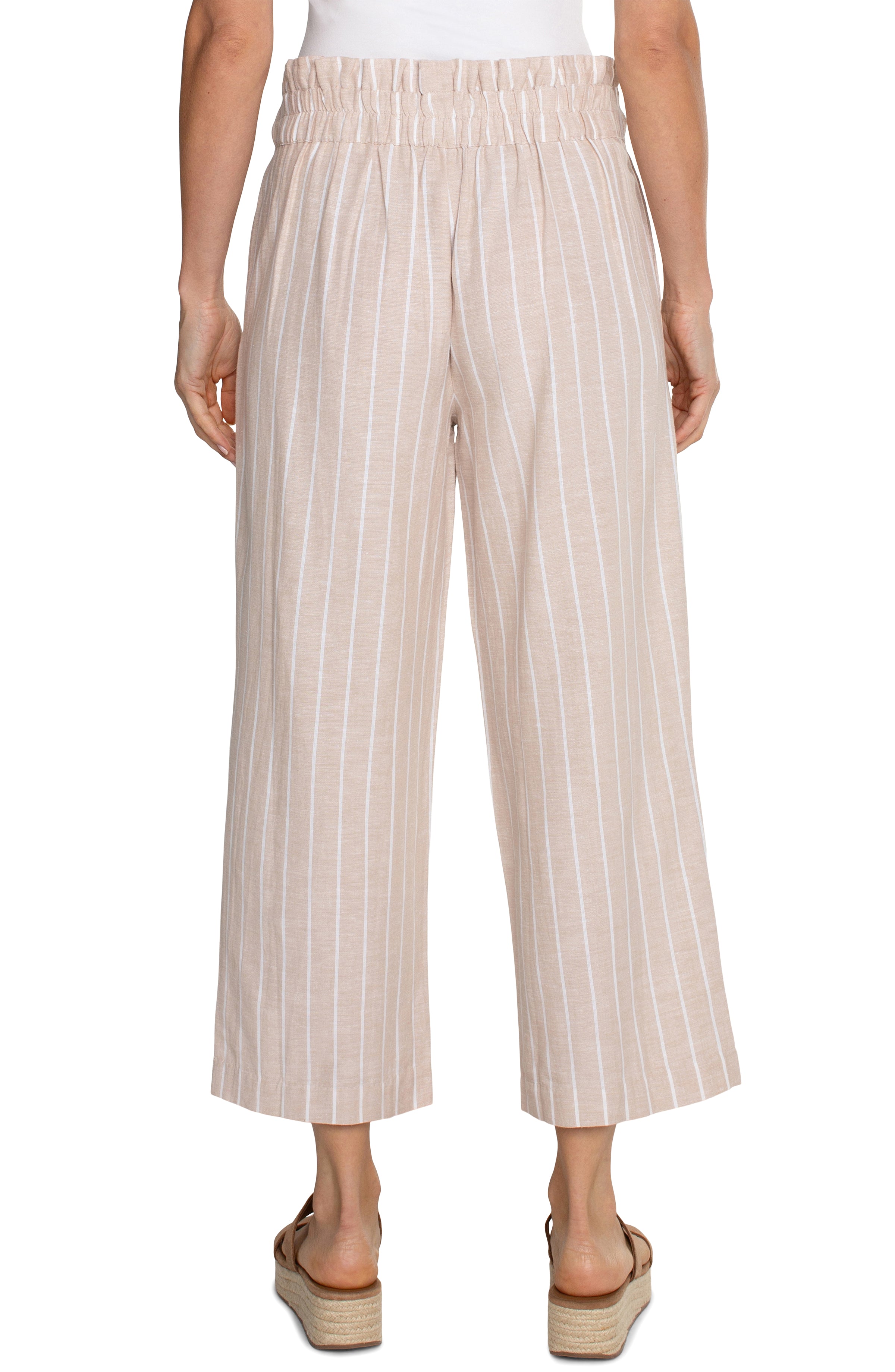 LPLA pinstripe pleated crop trouser w/ self belt