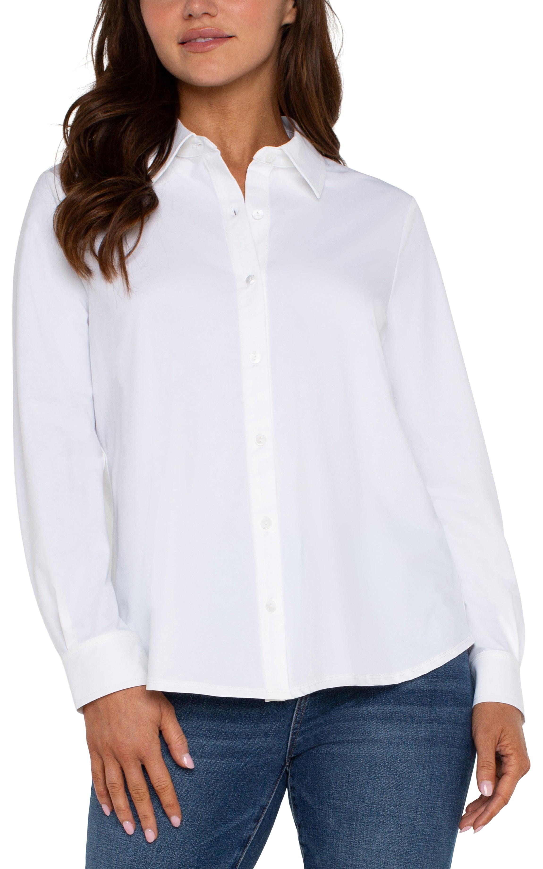 LPLA Long Sleeve button front tech stretch blouse