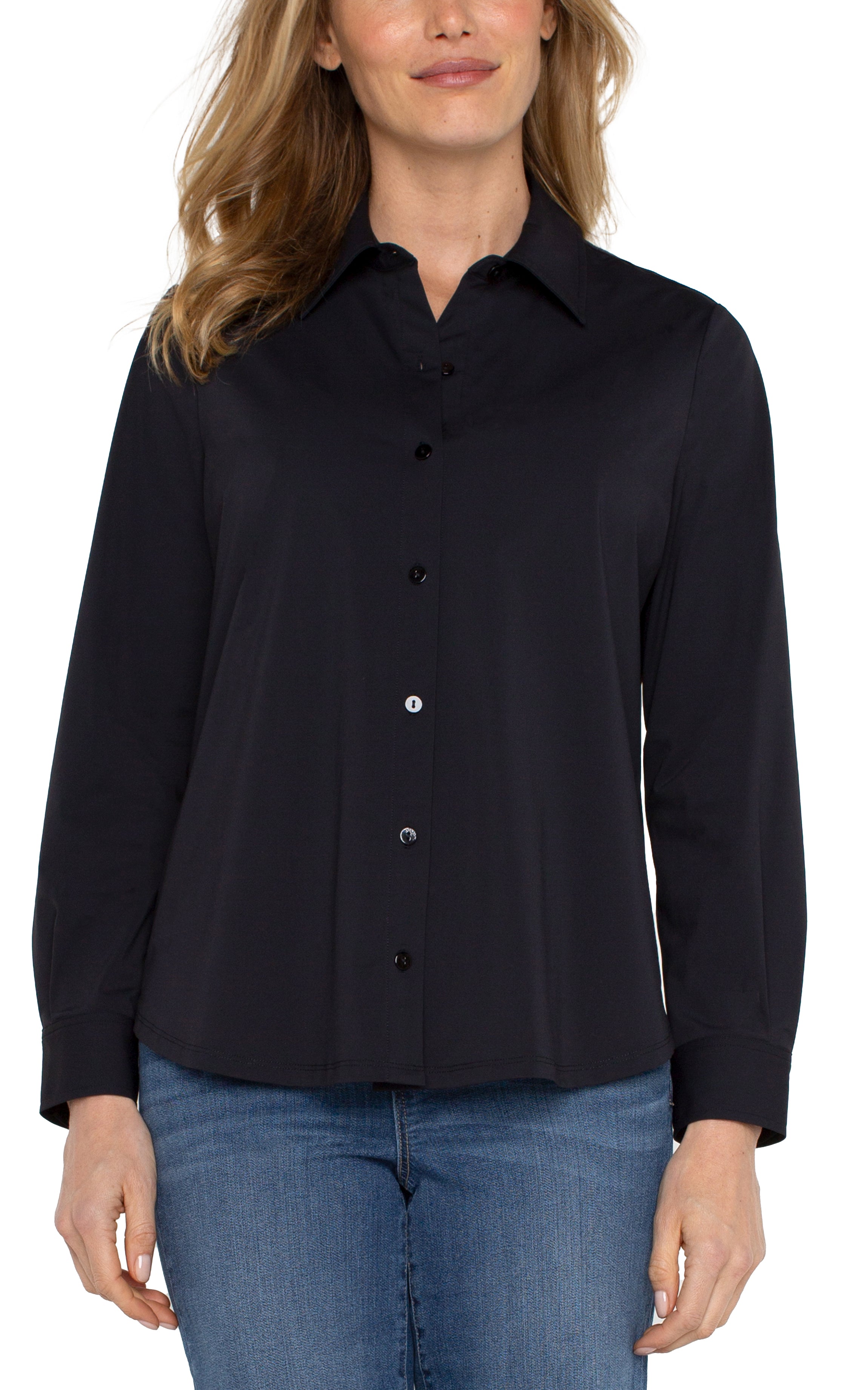 LPLA Long Sleeve button front tech stretch blouse