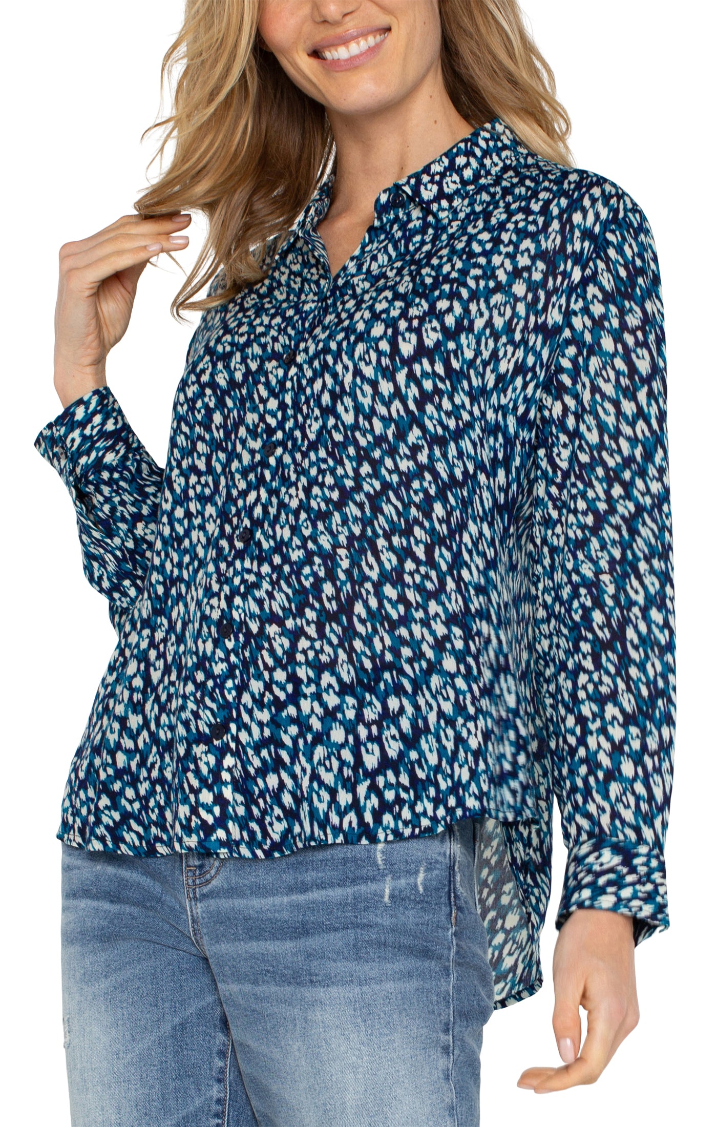 LPLA Blue Topaz Animal Print Blouse