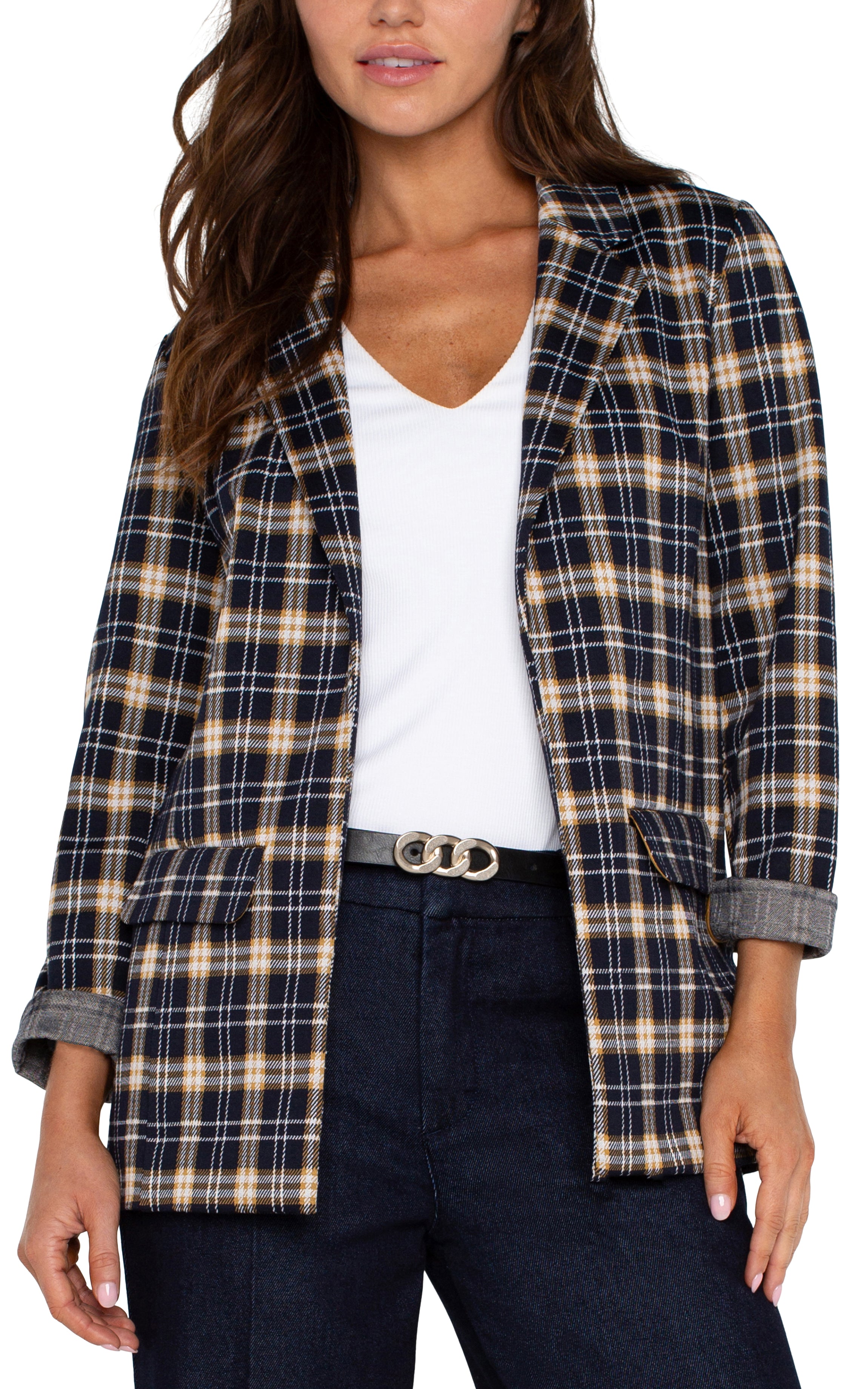 LPLA Tartan Plaid Boyfriend Blazer