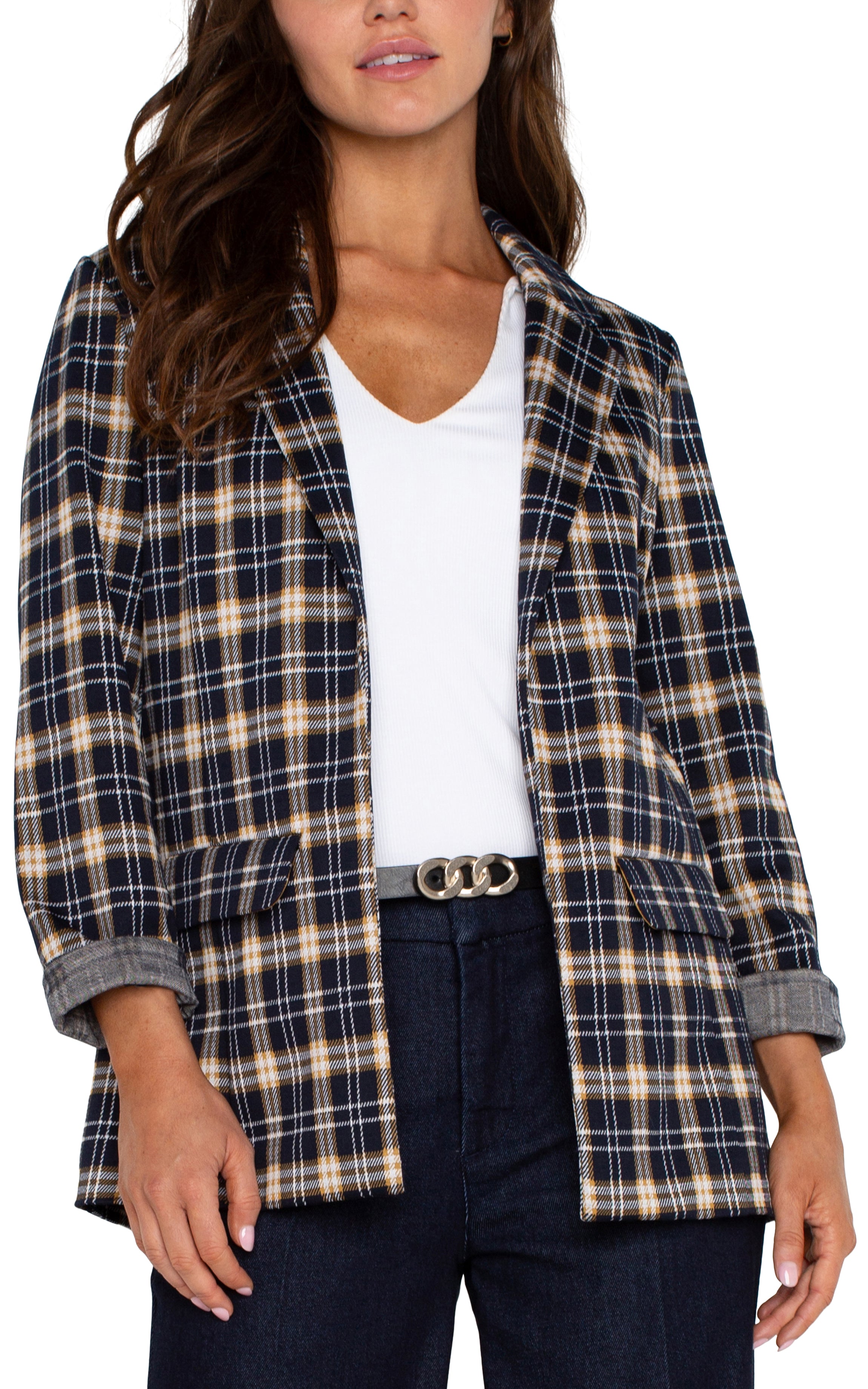 LPLA Tartan Plaid Boyfriend Blazer