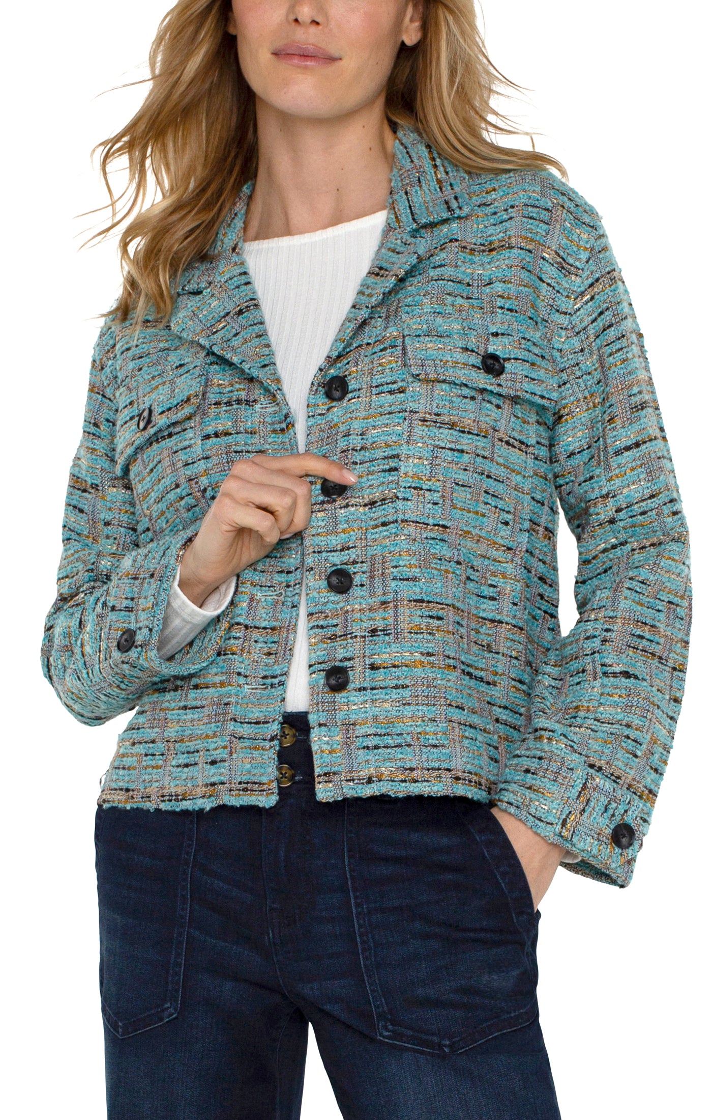 LPLA Ocean Boucle Boxy Shacket