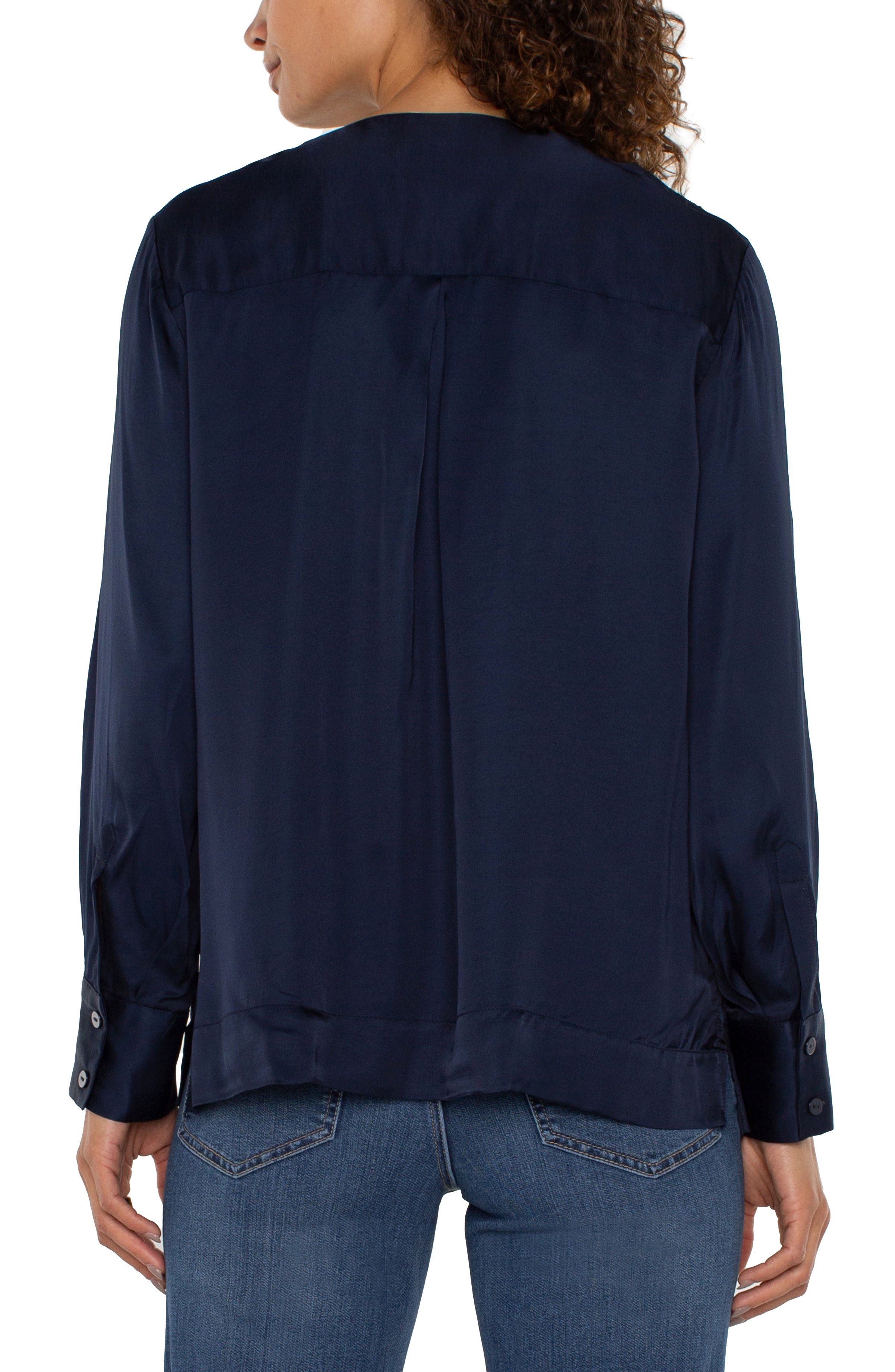 LPLA Dark Navy Zip Front Blouse