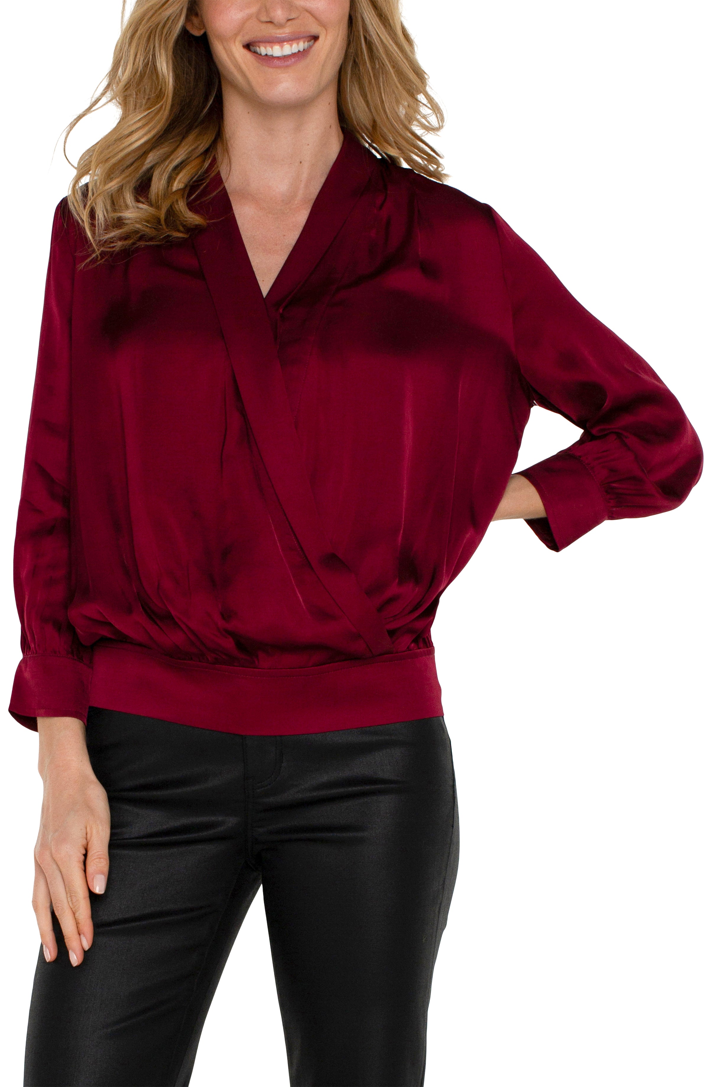 LPLA Pinot Noir Wrap Front Blouse