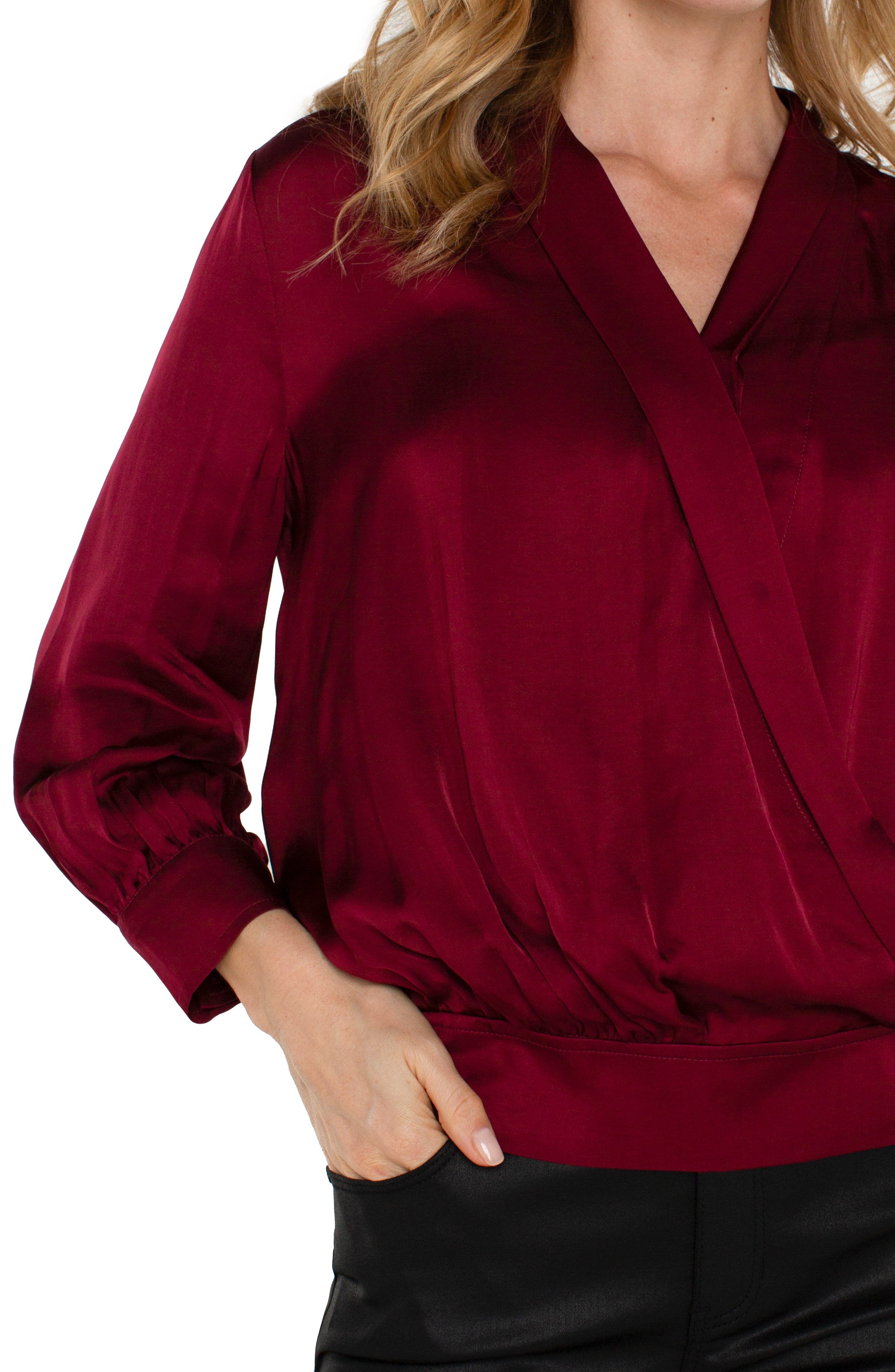 LPLA Pinot Noir Wrap Front Blouse