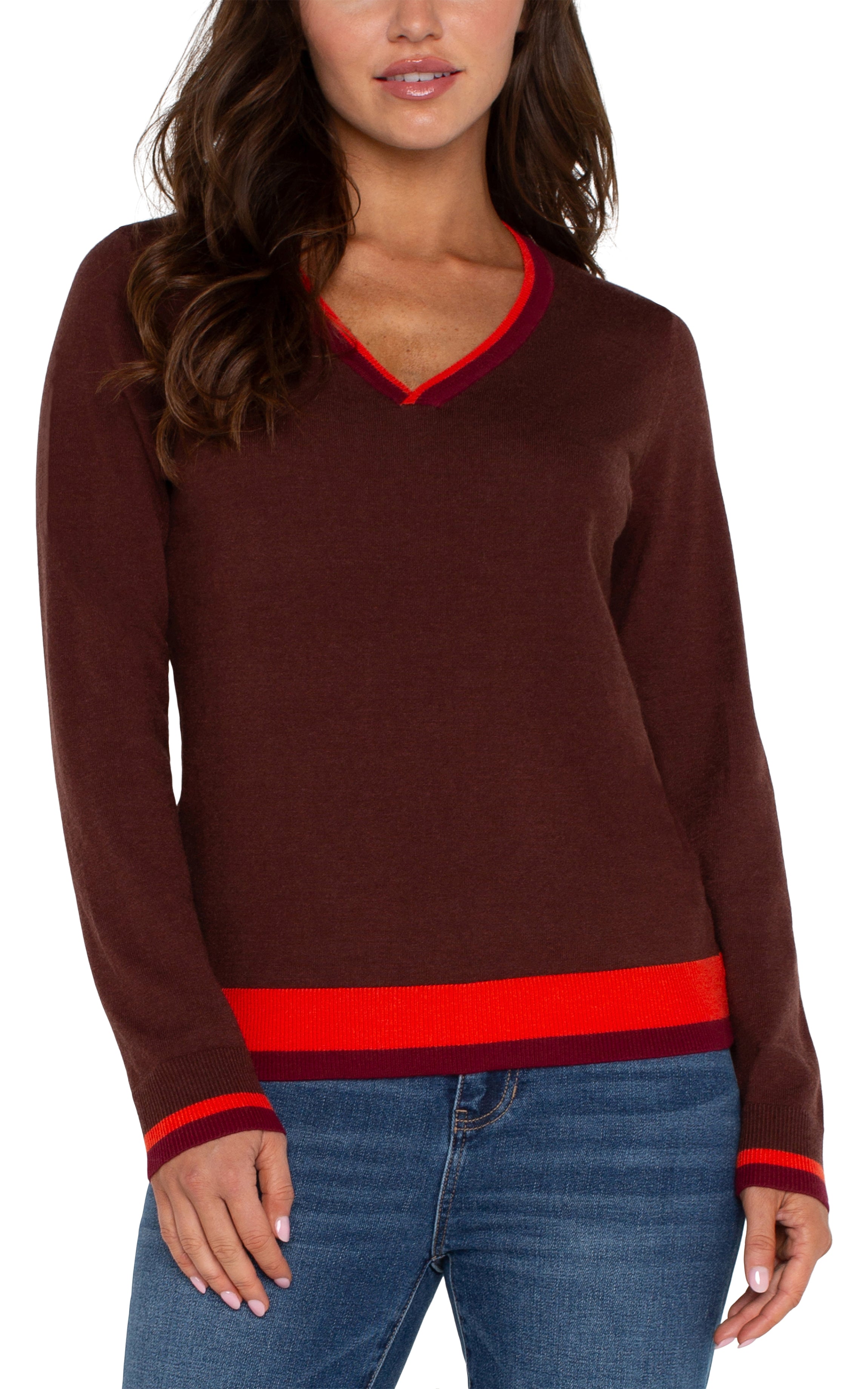 LPLA Retro Brown V-neck Sweater