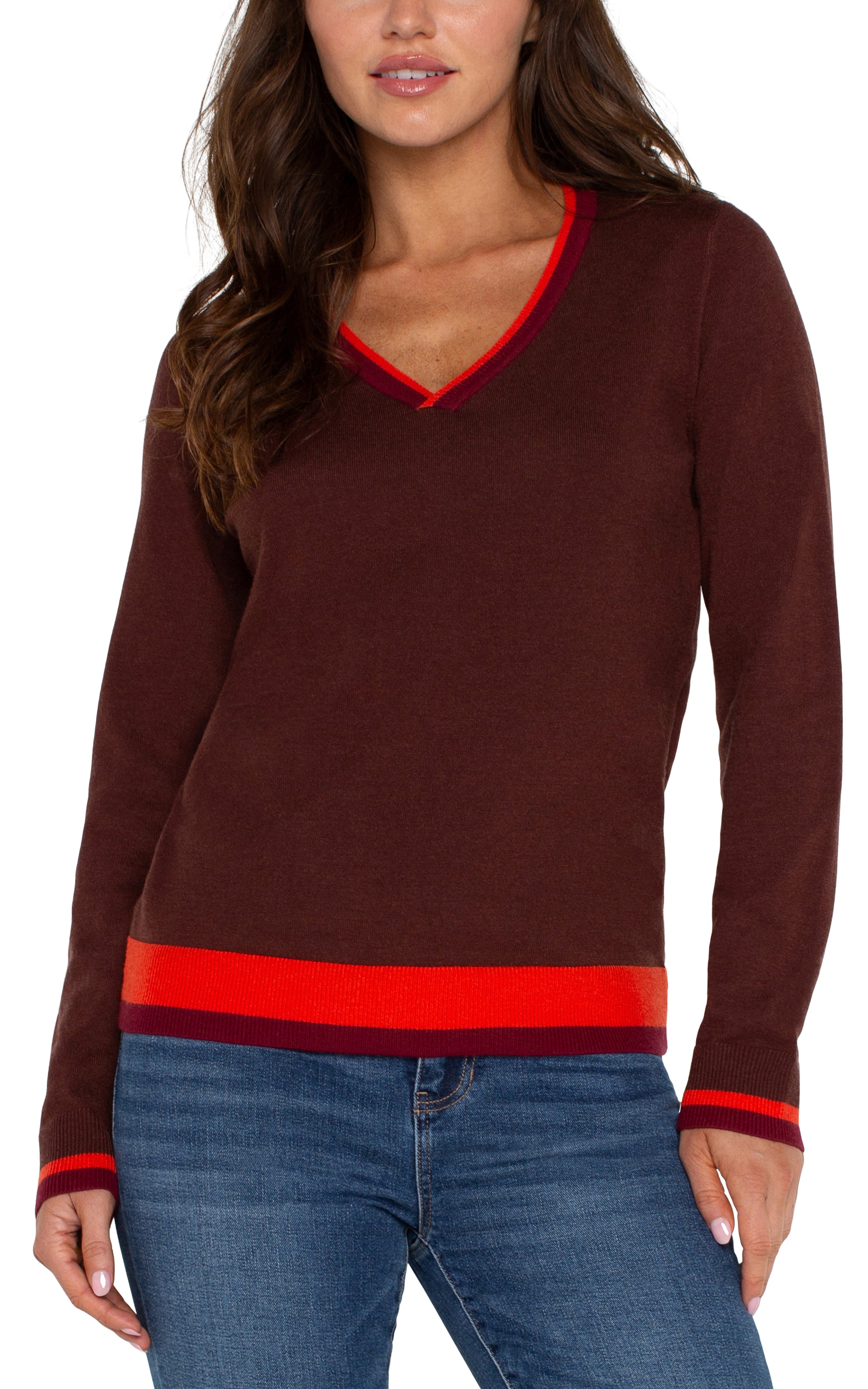 LPLA Retro Brown V-neck Sweater