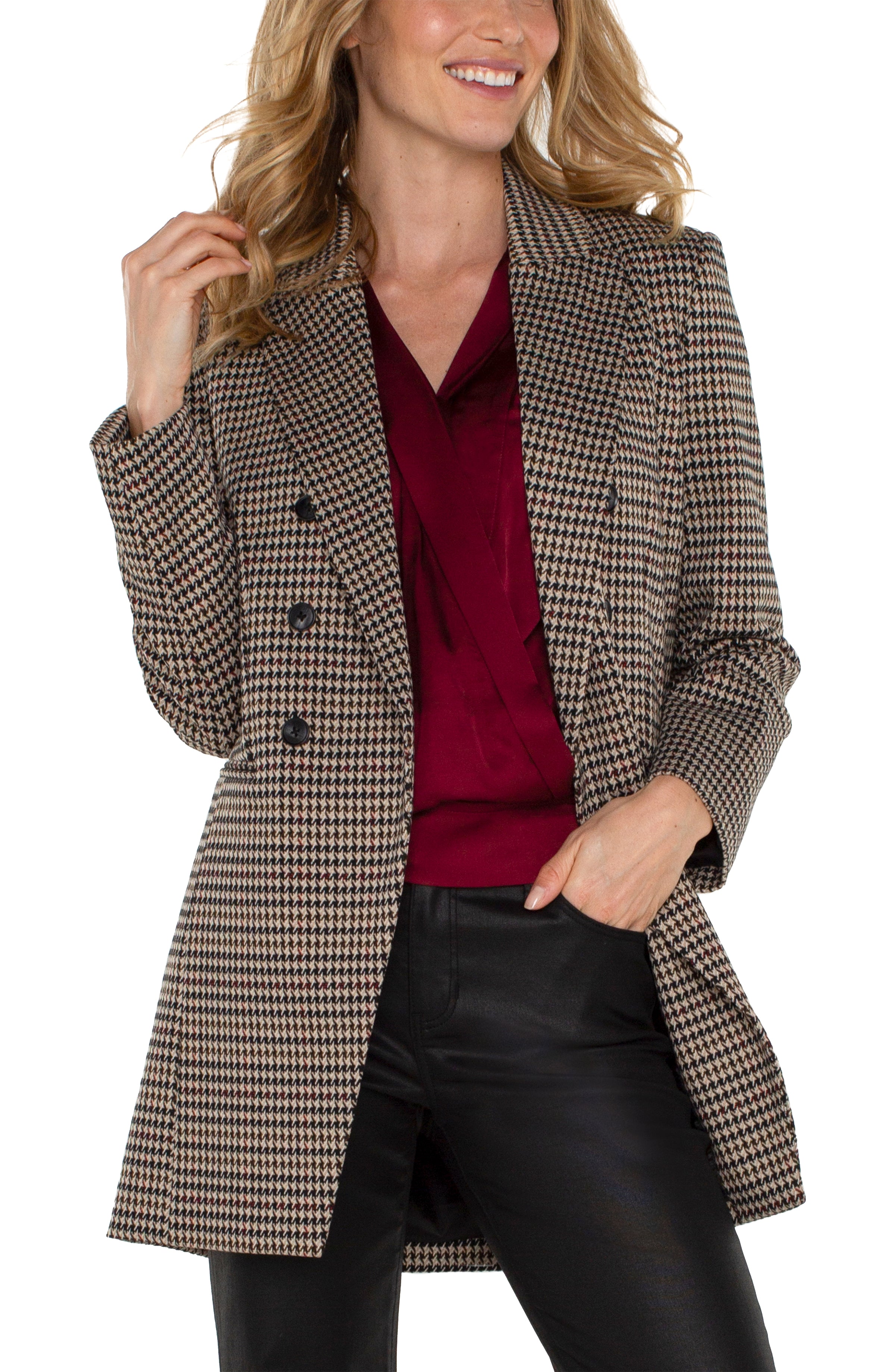 LPLA Double Breasted Houndstooth Jacket