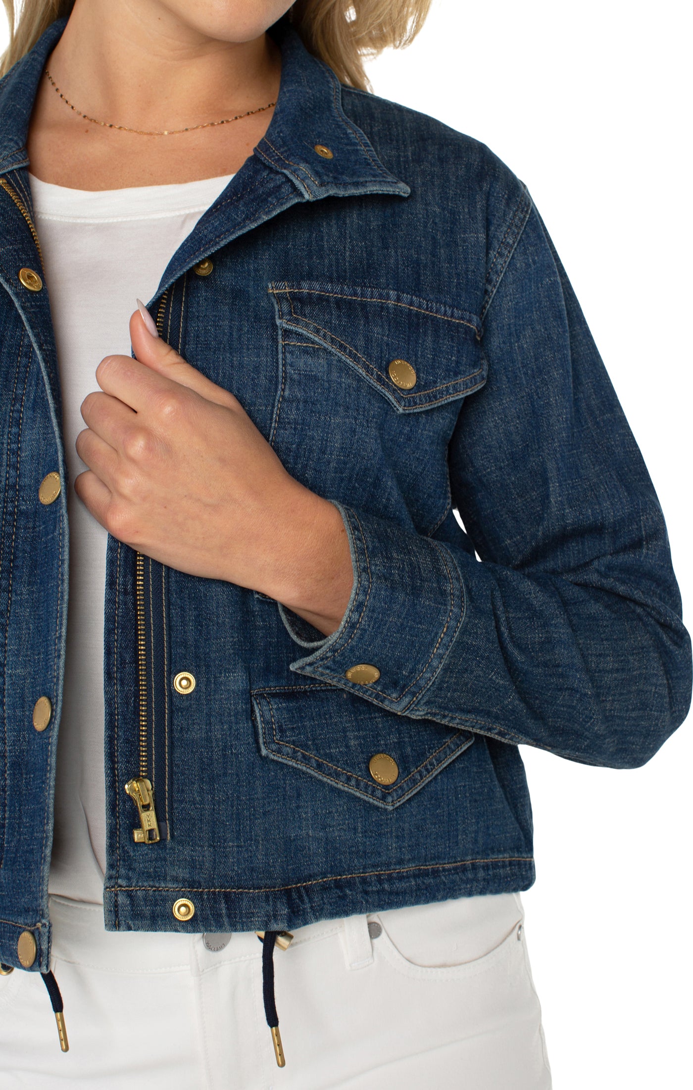 LPLA Denim Cropped Cargo Jacket