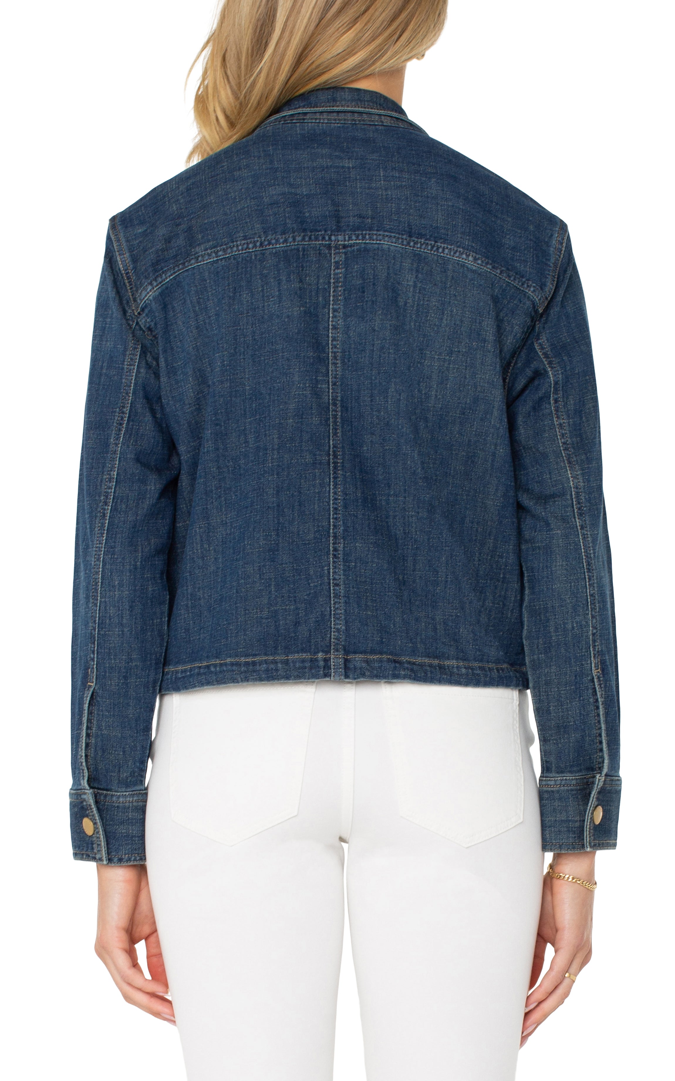 LPLA Denim Cropped Cargo Jacket