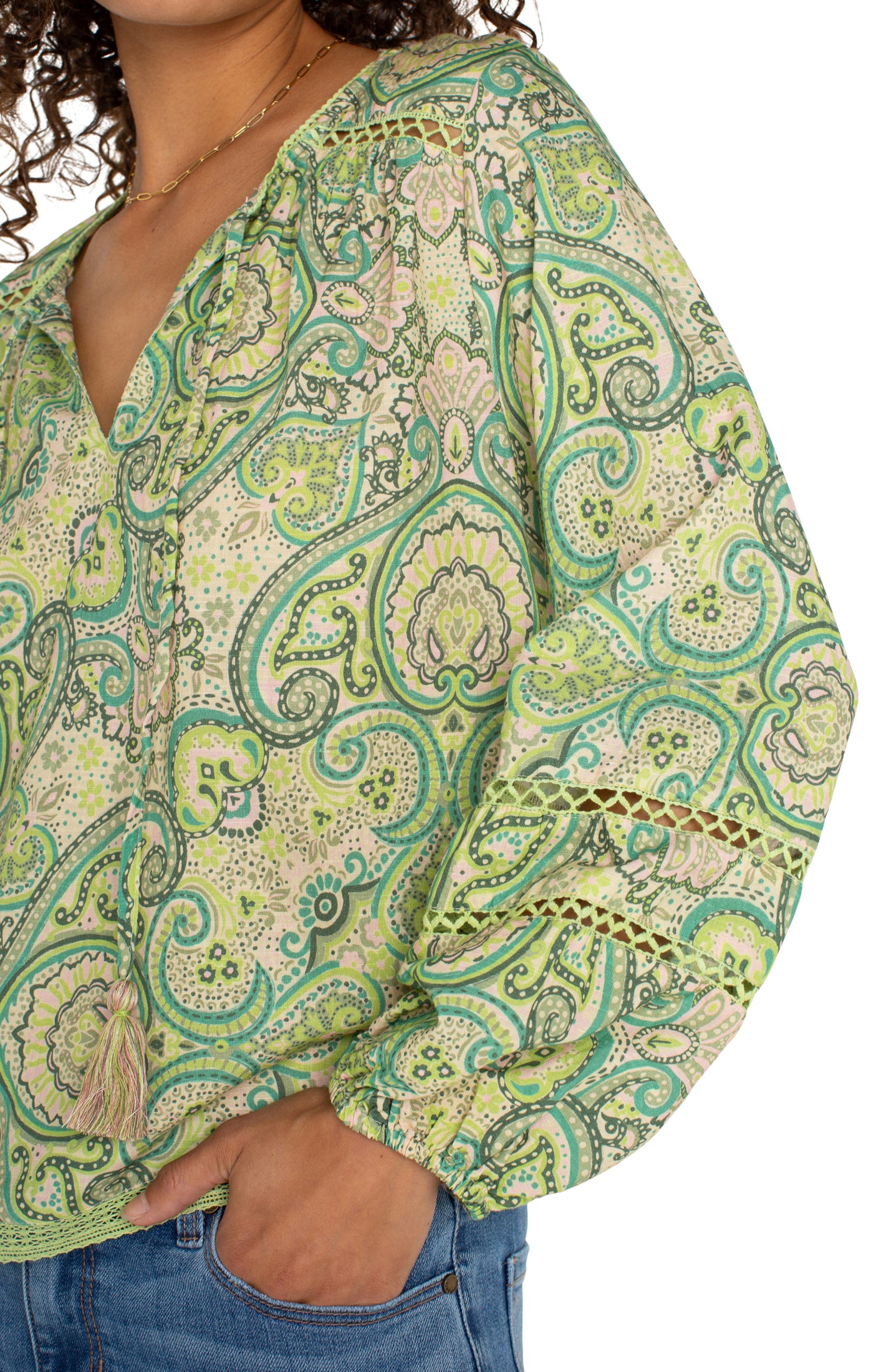 LPLA Green Paisley Blouse