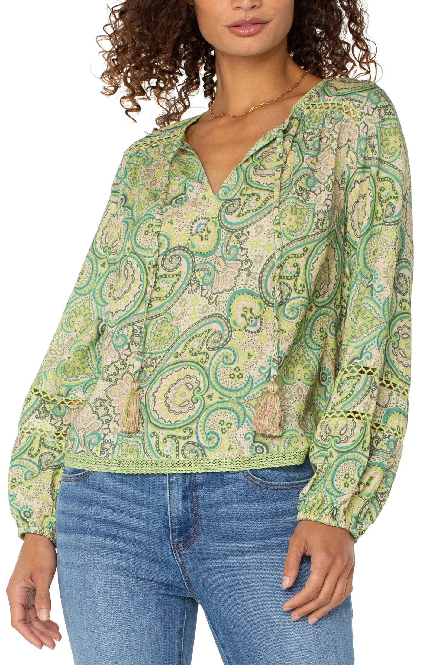 LPLA Green Paisley Blouse