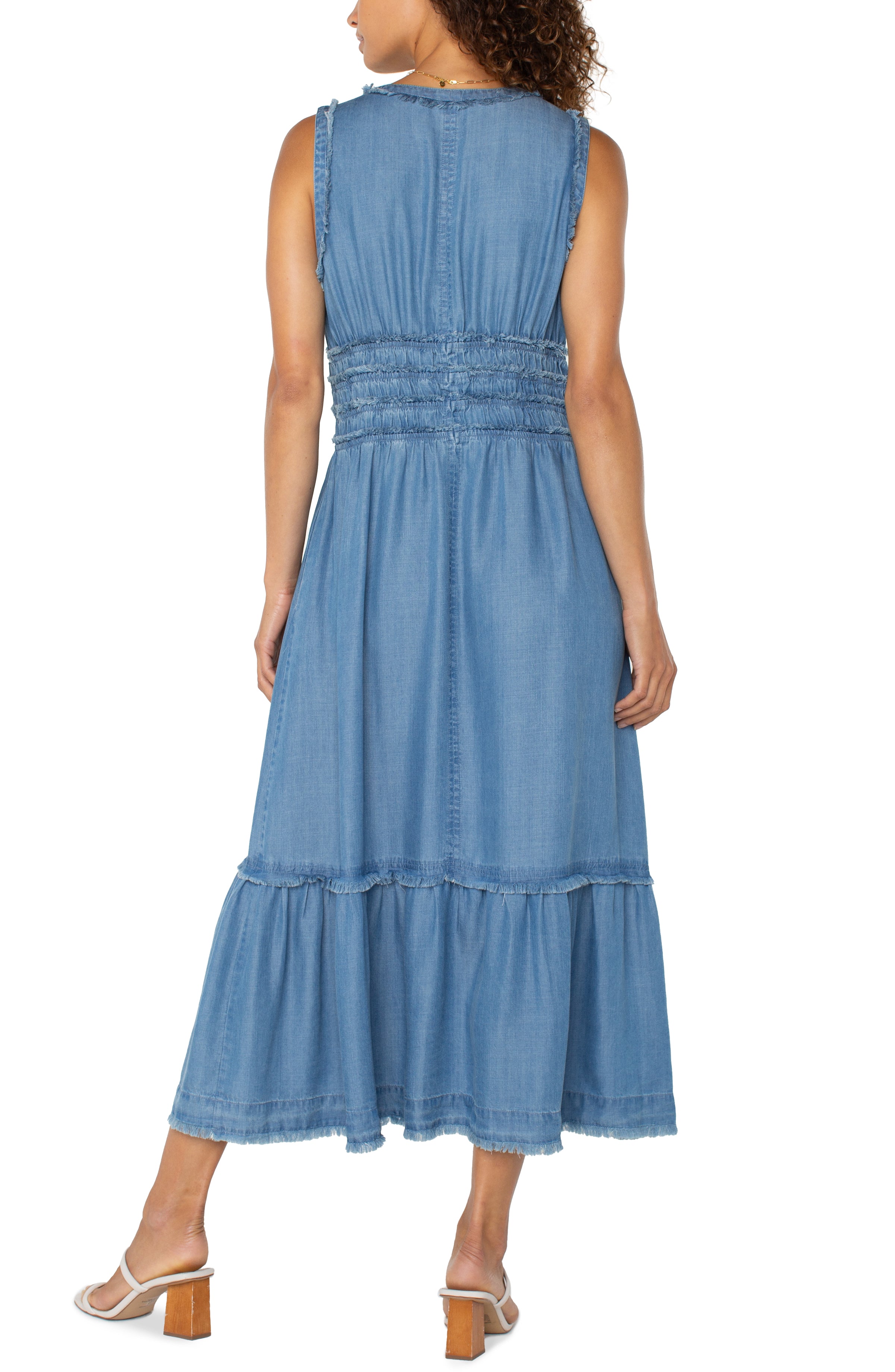 LPLA Smocked V neck Dress