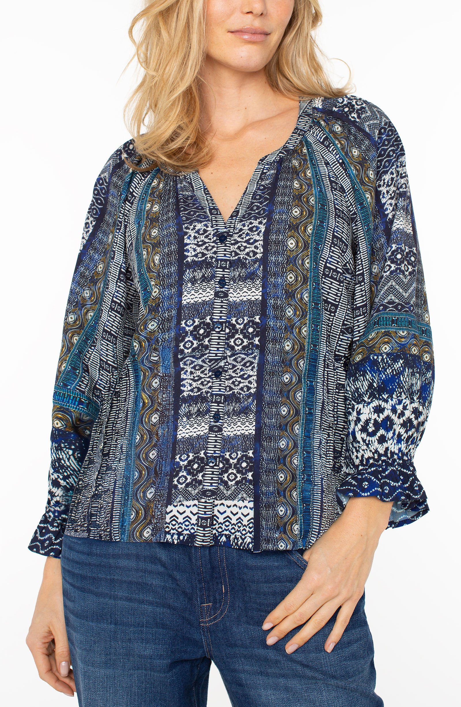 LPLA 3/4 Sleeve Shibori Blouse