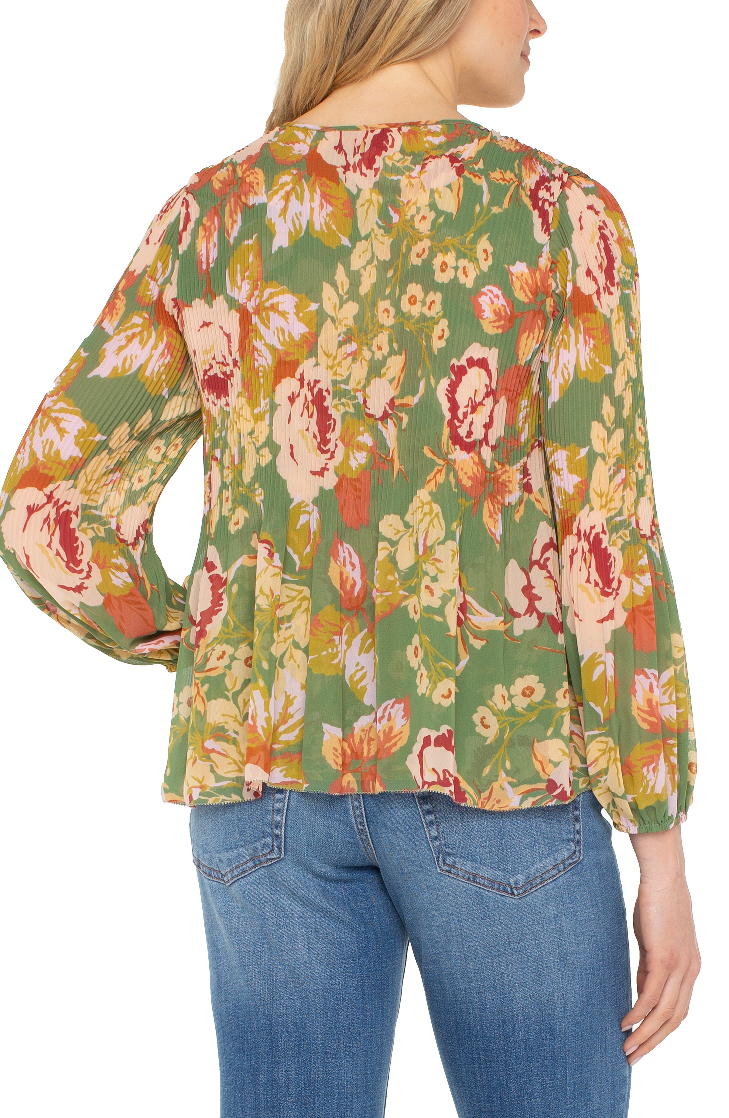 LPLA Retro Floral pleated  Blouse