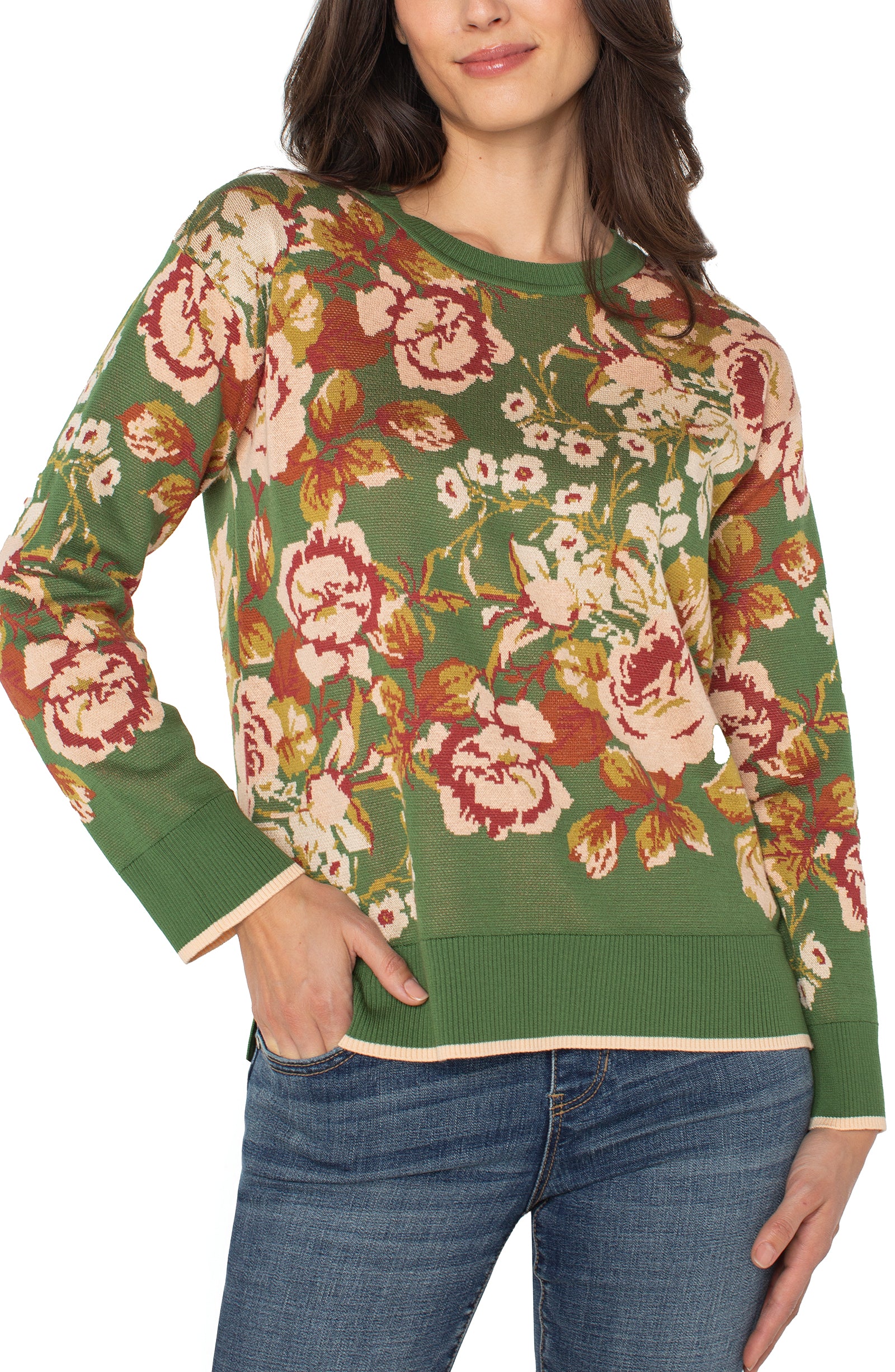 LPLA Green Retro Floral Sweater