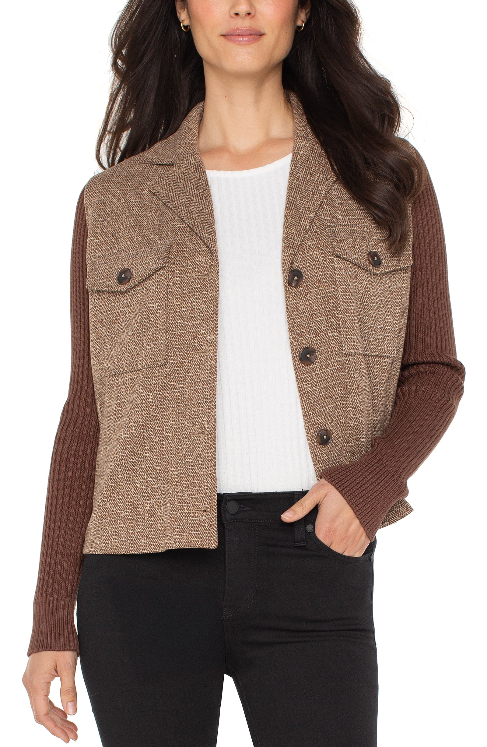 LPLA Shacket with Sweater Sleeves