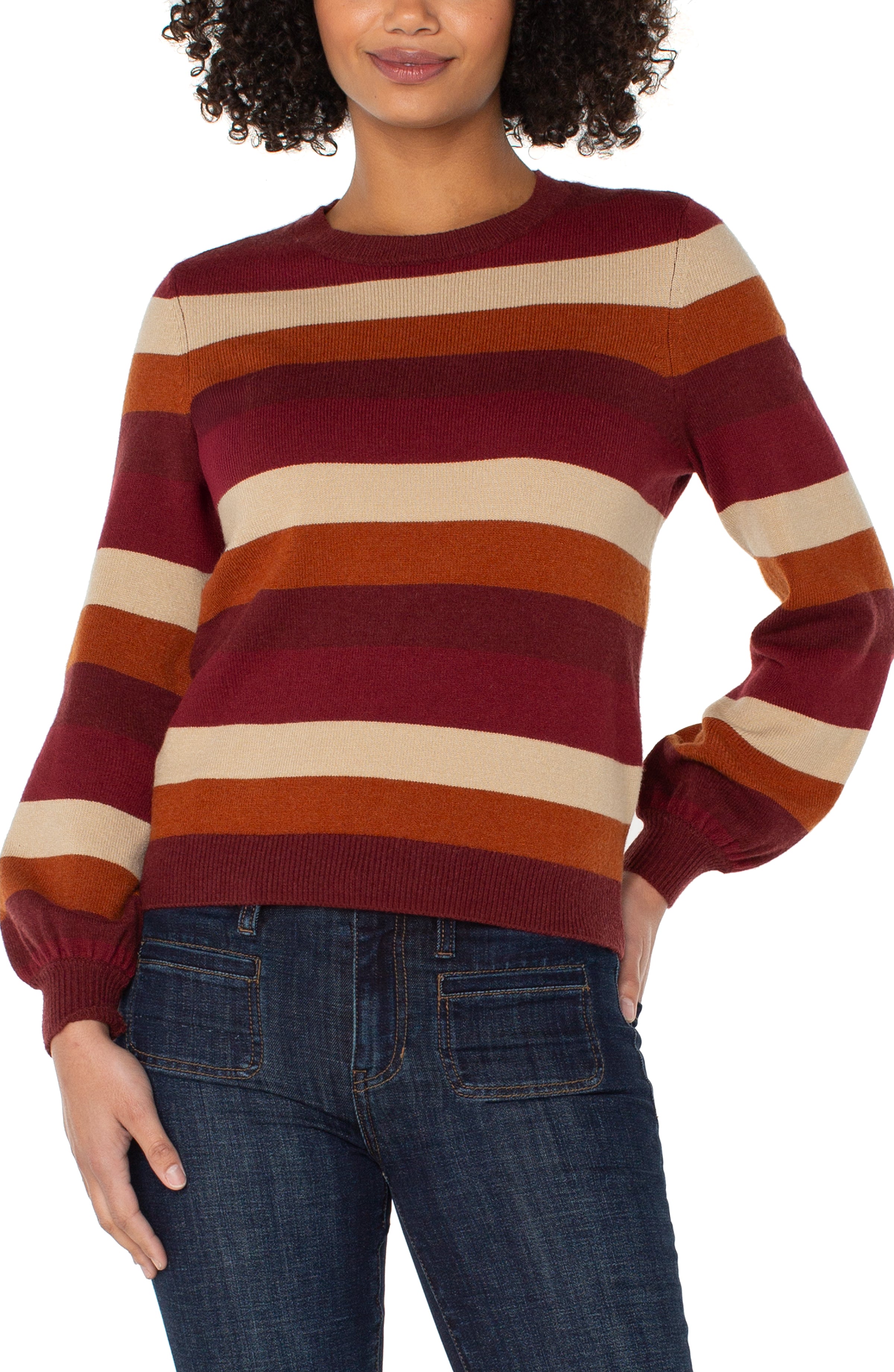 LPLA Burgundy Multi Stripe Sweater