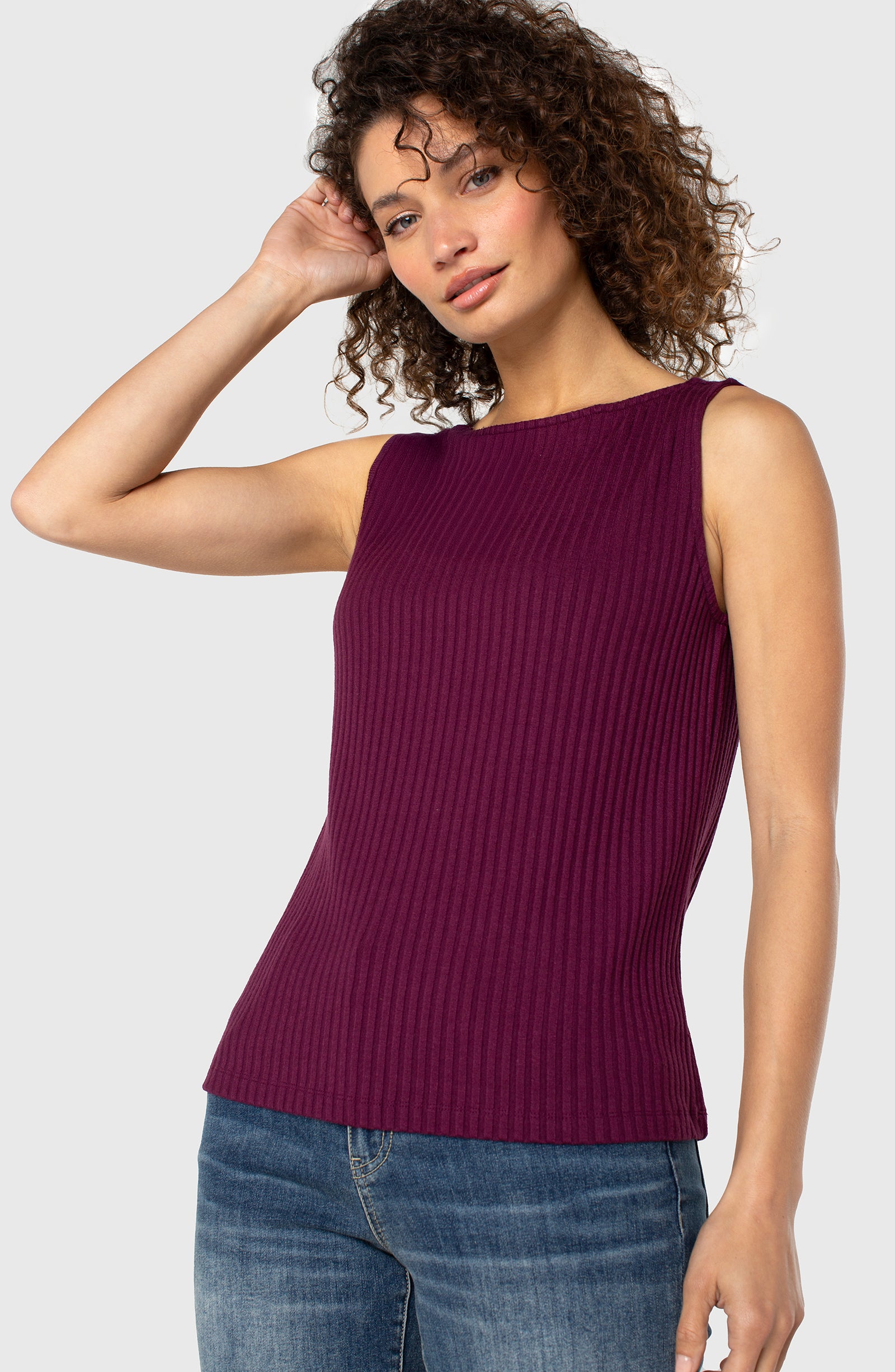 LPLA Sleeveless Ribbed Boat Neck