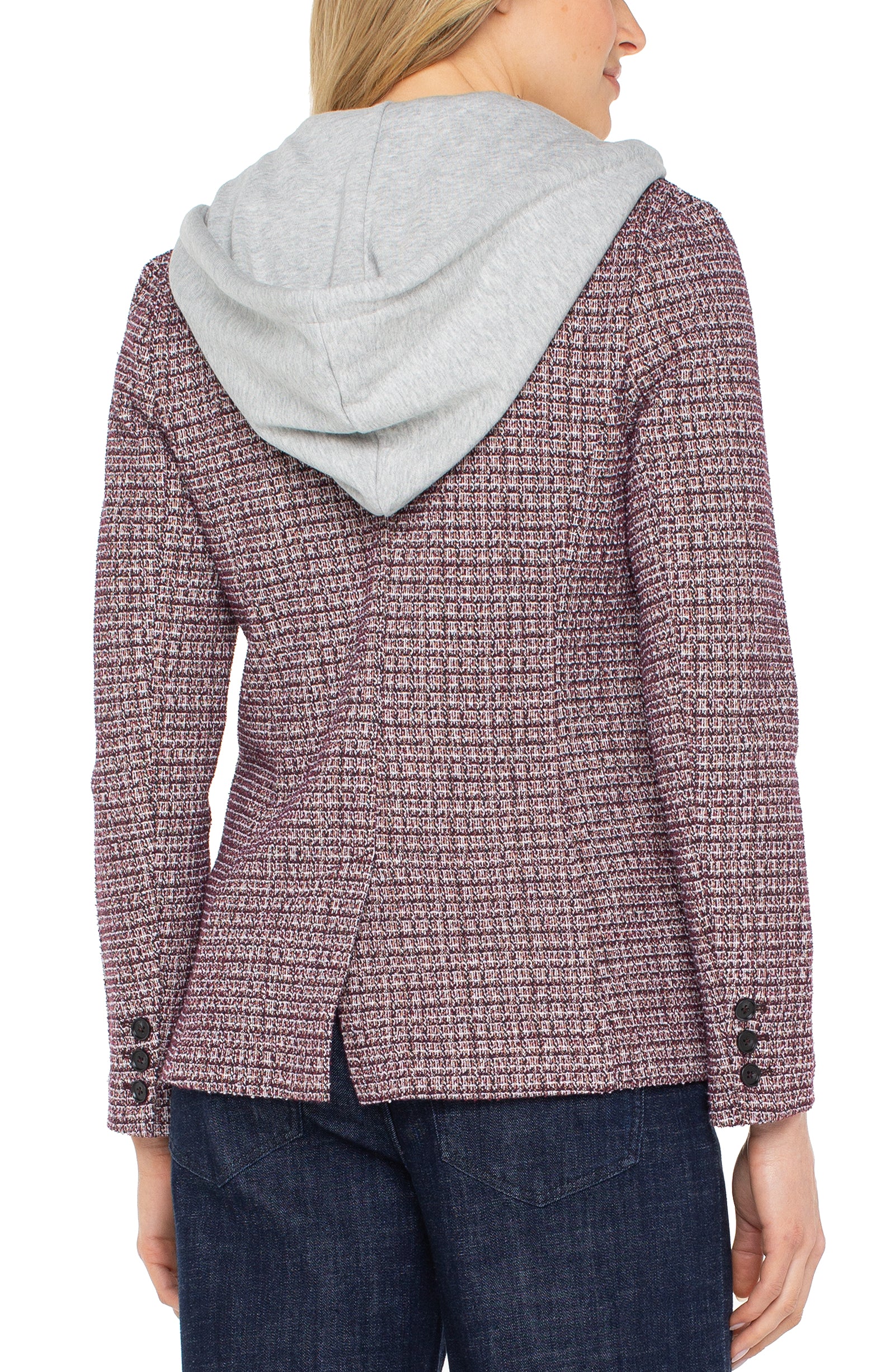 LPLA Wine Boyfriend Blazer with removable hood