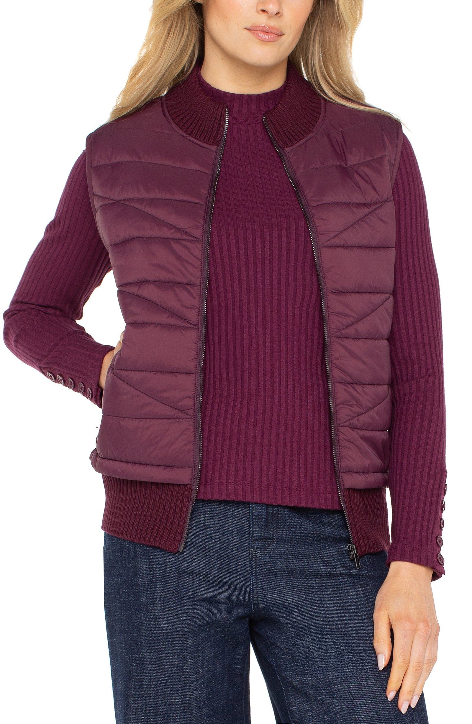 LPLA Wine Berry Quilted Vest