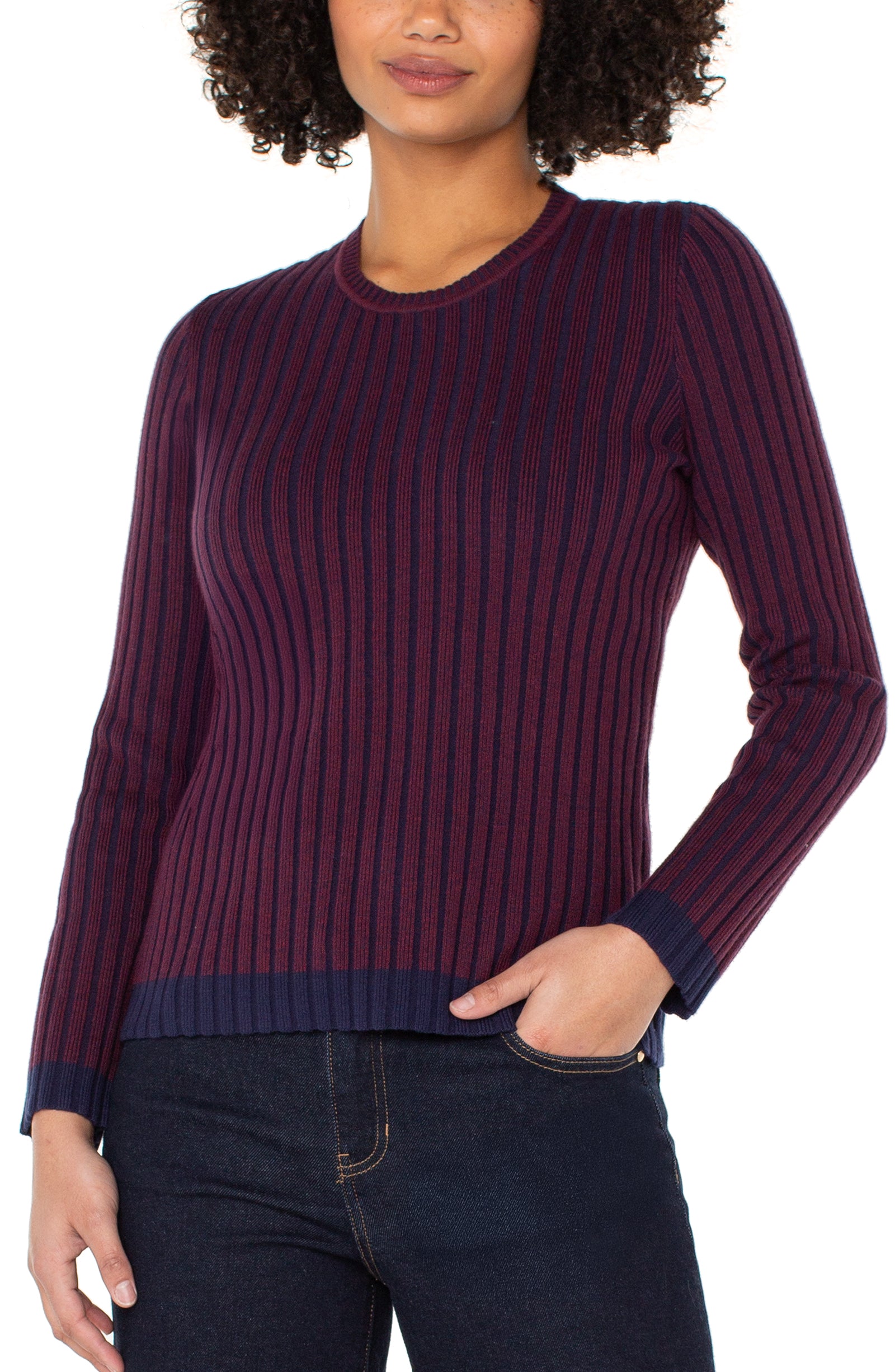 LPLA Cabernet/Navy Ribbed Sweater