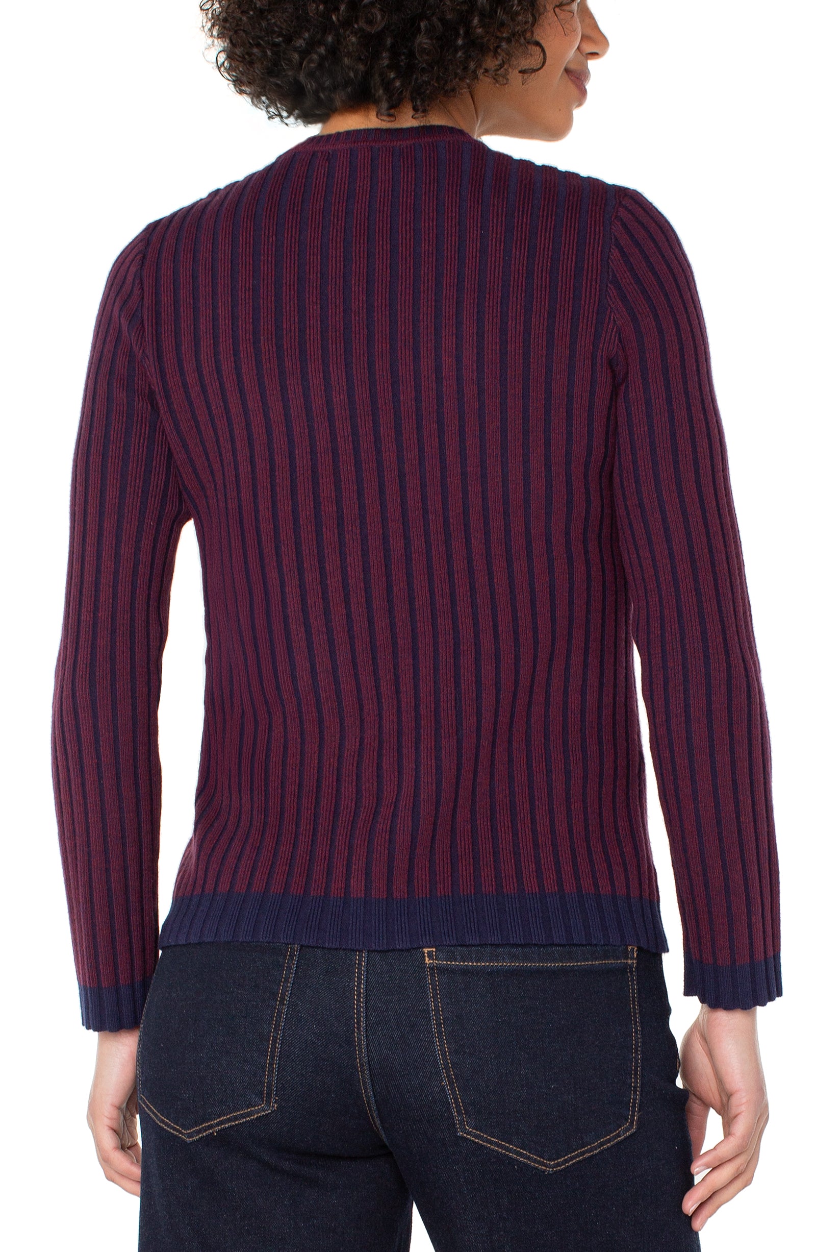 LPLA Cabernet/Navy Ribbed Sweater