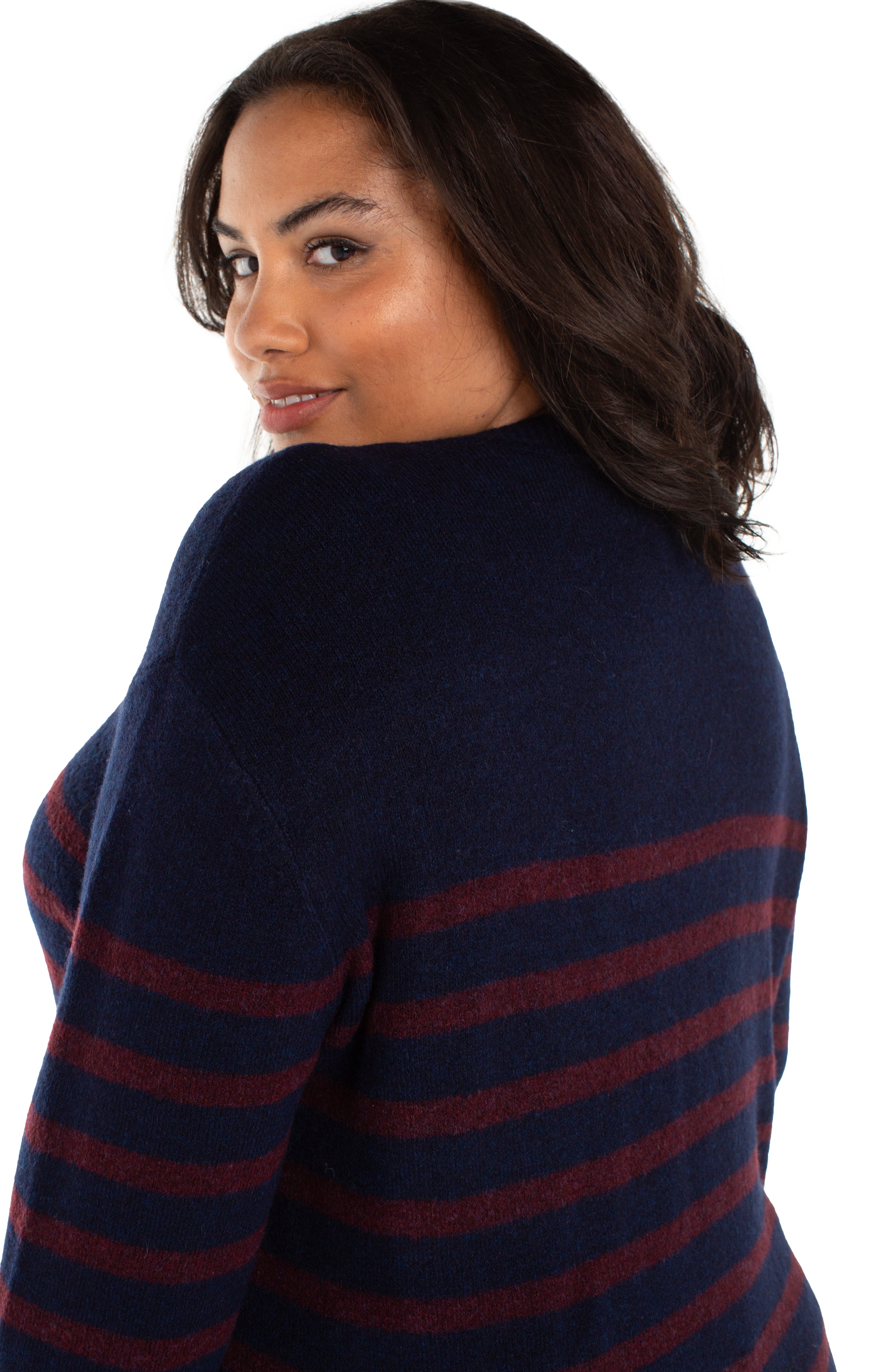 LPLA Burgundy & Navy Stripe Sweater