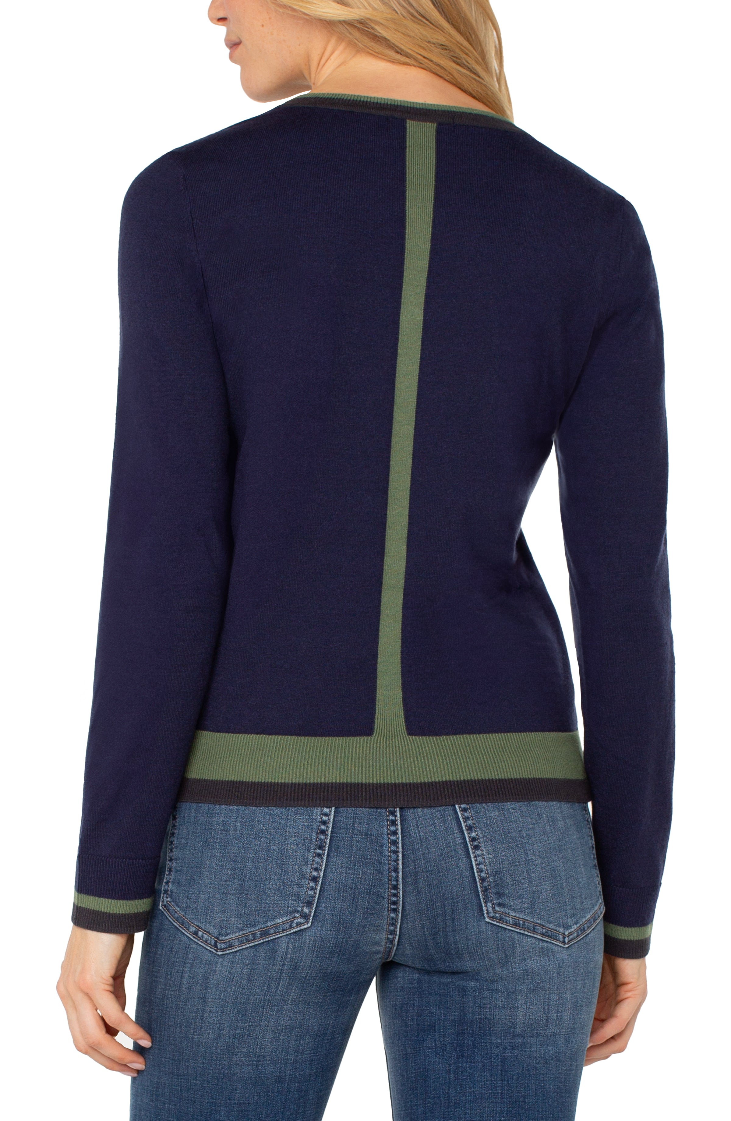 LPLA Navy & Green Colorblock Sweater