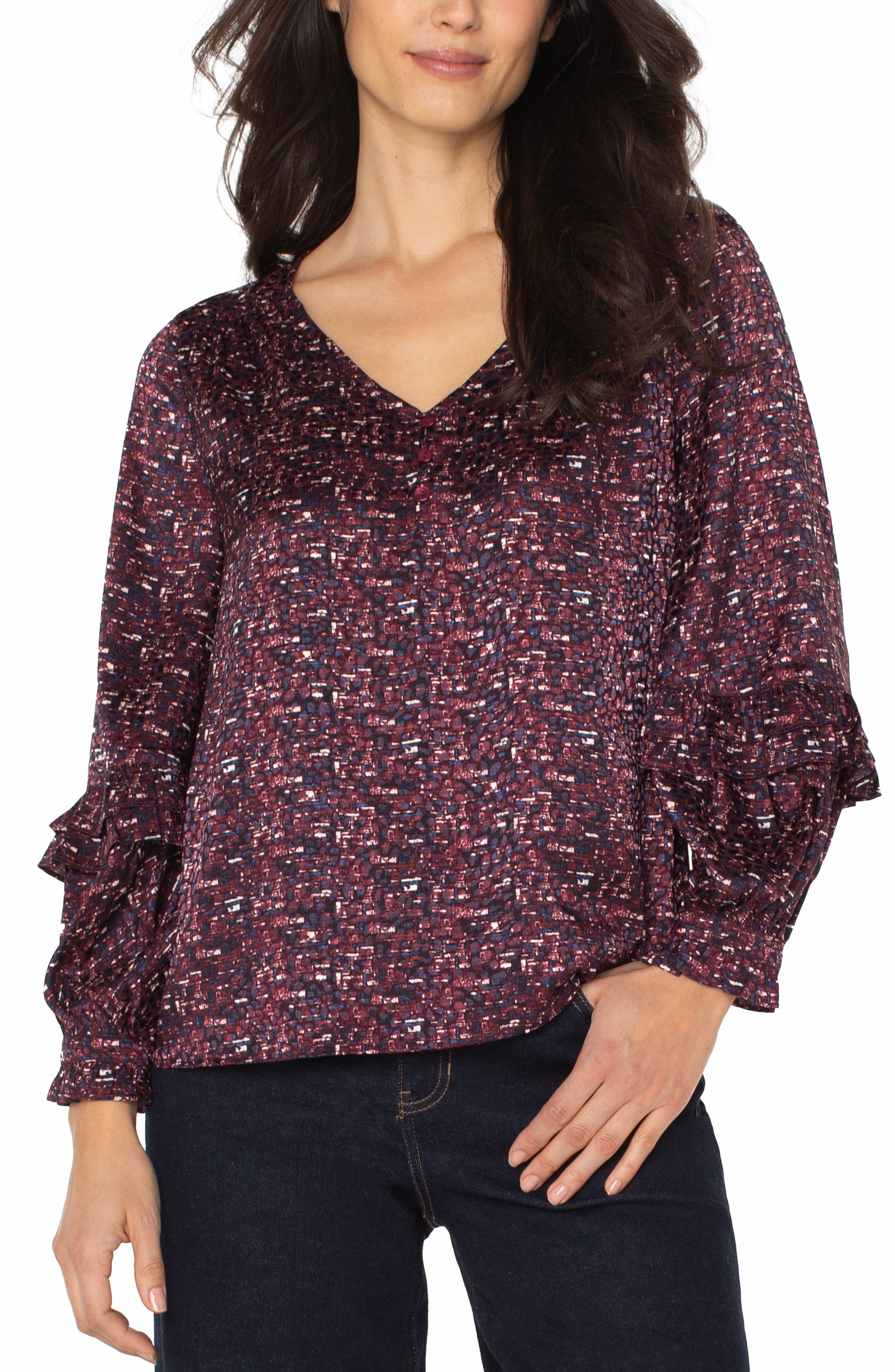 LPLA Burgundy Renaissance Sleeve Blouse