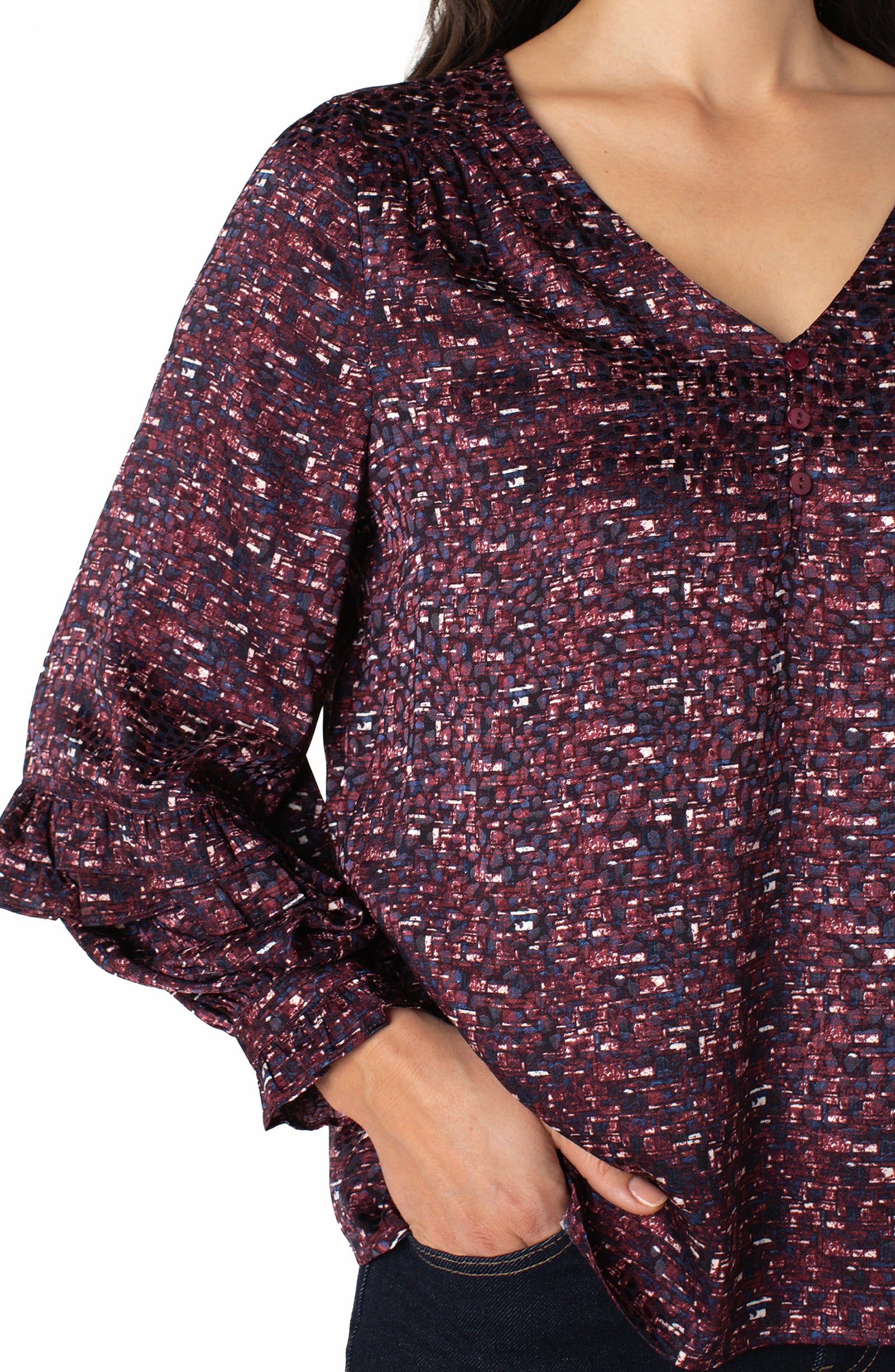 LPLA Burgundy Renaissance Sleeve Blouse