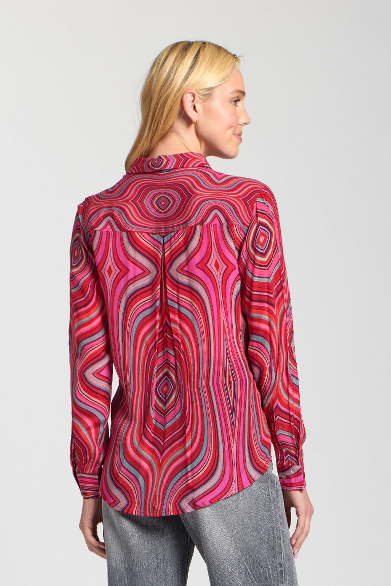 APNY Multi Berry Button Up Blouse