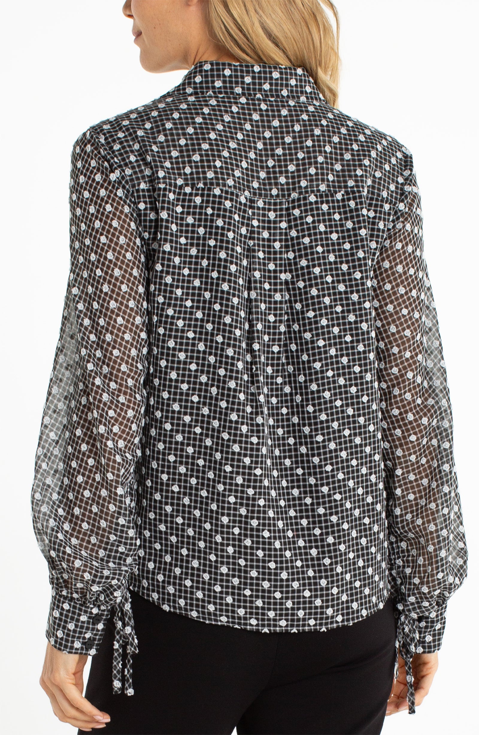 LPLA Black & White blouse with sleeve detail